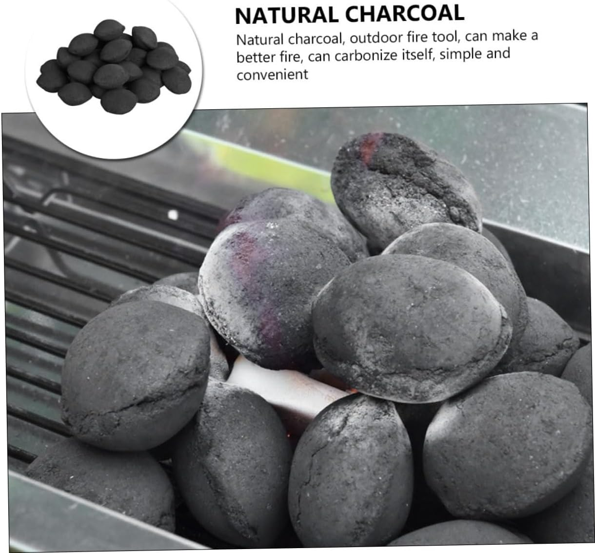 HANABASS 1 Pack BBQ Charcoal Organic Charcoal Briquette Hardwood Lump Charcoals Charcoal for Grilling Hardwood Briquettes Fireplace Charcoal Bamboo Charcoal Blend Camping Tool image number 4