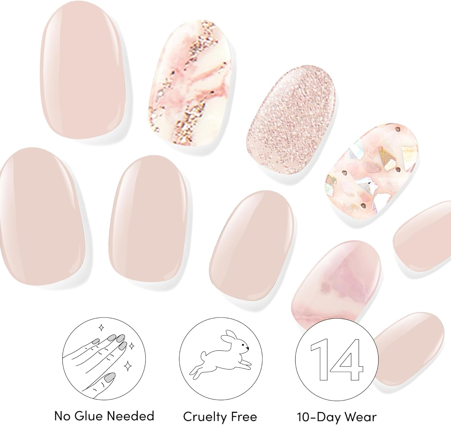 Dashing Diva Gloss Nail Strips Bundle - the Classic Marbles Collection - Crystal Clear & Maybe Marble - UV Free, Chip Resistant, Long Lasting Gel Stickers - Contains 2 Sets image number 1