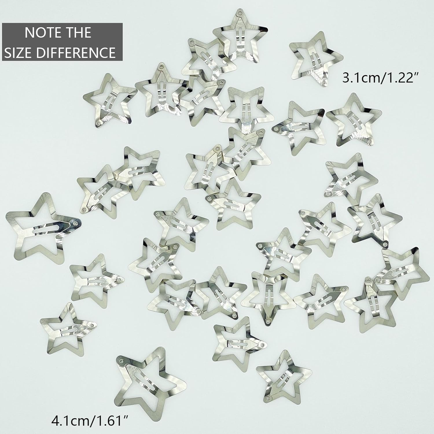 GKETN 30 PCS 1.22" Star Hair Clips Snap Hair Barrettes Non Slip Star Hair Accessories for Girls Women 2000S Y2K Silver Metal Hair Clips image number 3