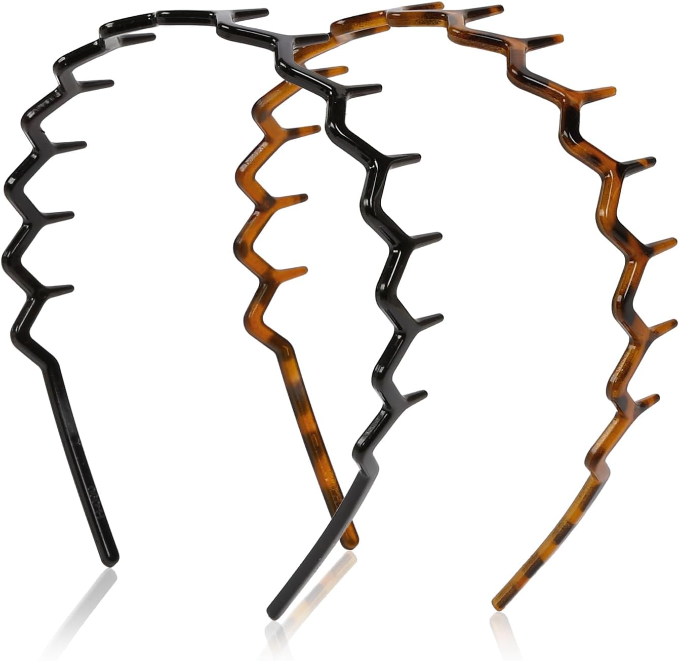 WOVOWOVO Zig Zag Headbands for Women, 2 Packs Plastic Headband with Teeth image number 2