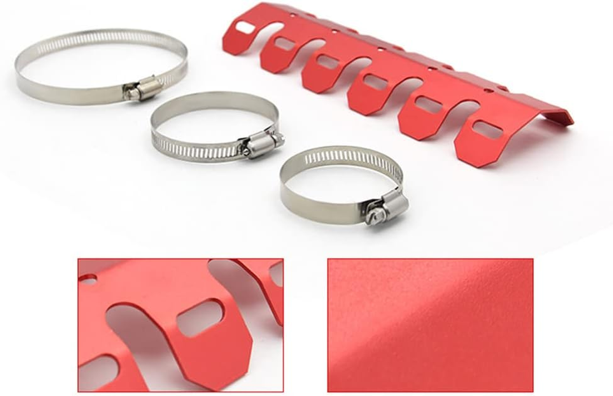 TOTMOX Motorcycle Exhaust Muffler Pipe Protector Heat Shield Cover, Aluminum Motorbike Shock Protection Professional Refit Accessories, Black/Red