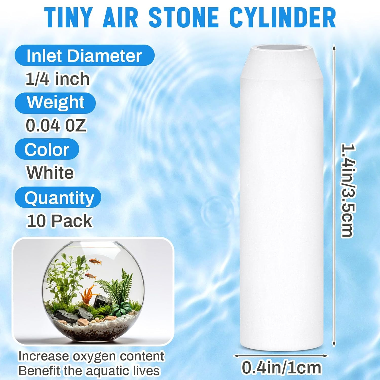 Havawish 10 Pcs Aquarium Artificial Air Stones Bulk 1.4" L X 0.4" D Bubble Release Tool Compatible with Biorb and Biube Fish Tanks Filter Replacement Kit Accessories image number 3