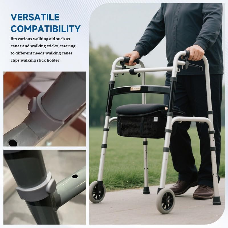 4Pcs Walker C-Clamp, Grey Tube Clamps 25Mm, C-Type Buckle Clip Accessories, Compatible with Perch Stool, for Elderly, Disabled, Mobility Aid image number 2