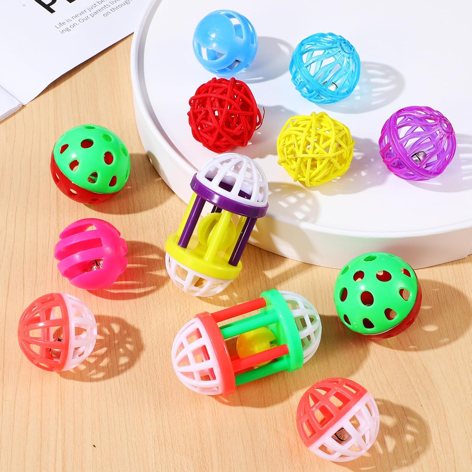 BESTYASH Bird Foraging Toys, 12 Piece Training Bell Balls Set, Parrot Parakeet Cockatiel Chewing Playthings image number 3