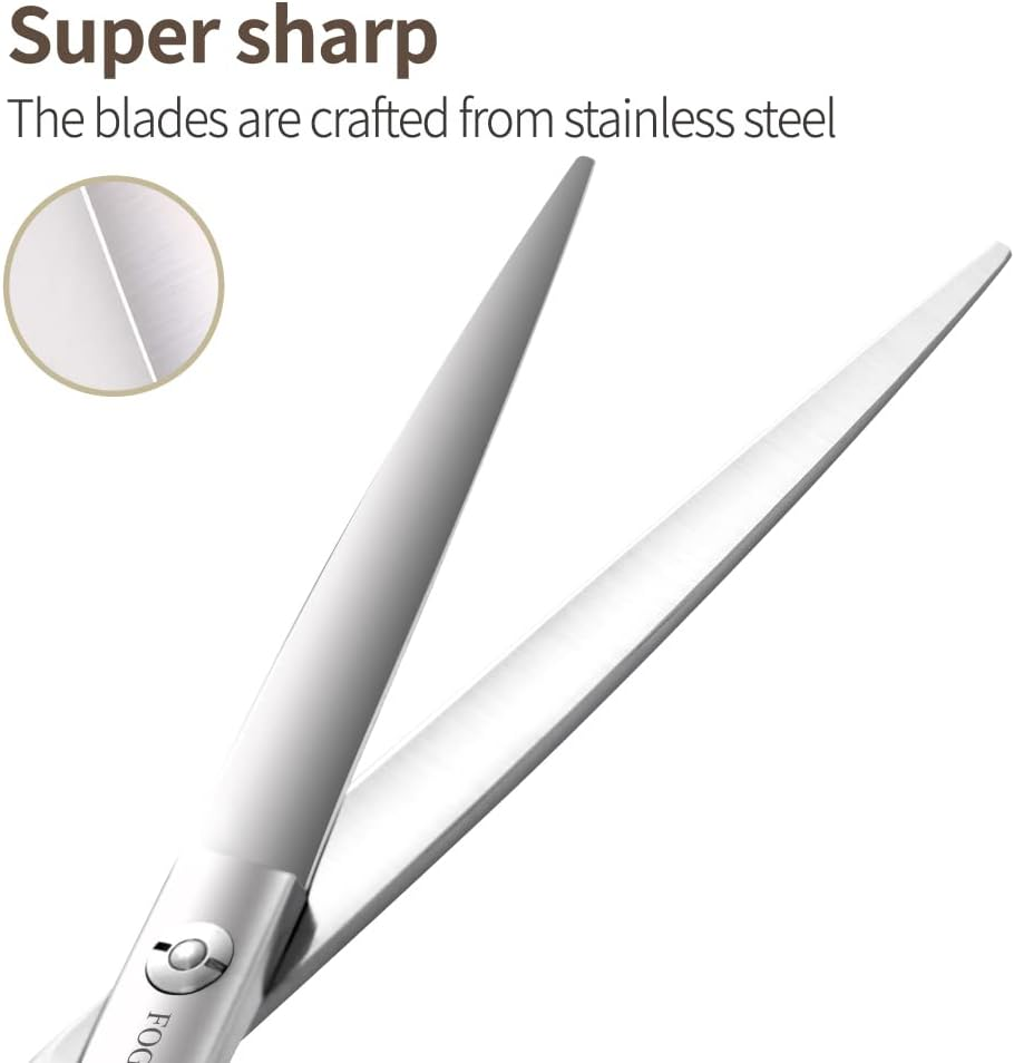 FOGOSP Professional Dog Grooming Scissors - Straight 7.0'' Dog Grooming Shears for Cutting Thick Hair, Small to Medium Pets, Cats (7.0 In, Straight)