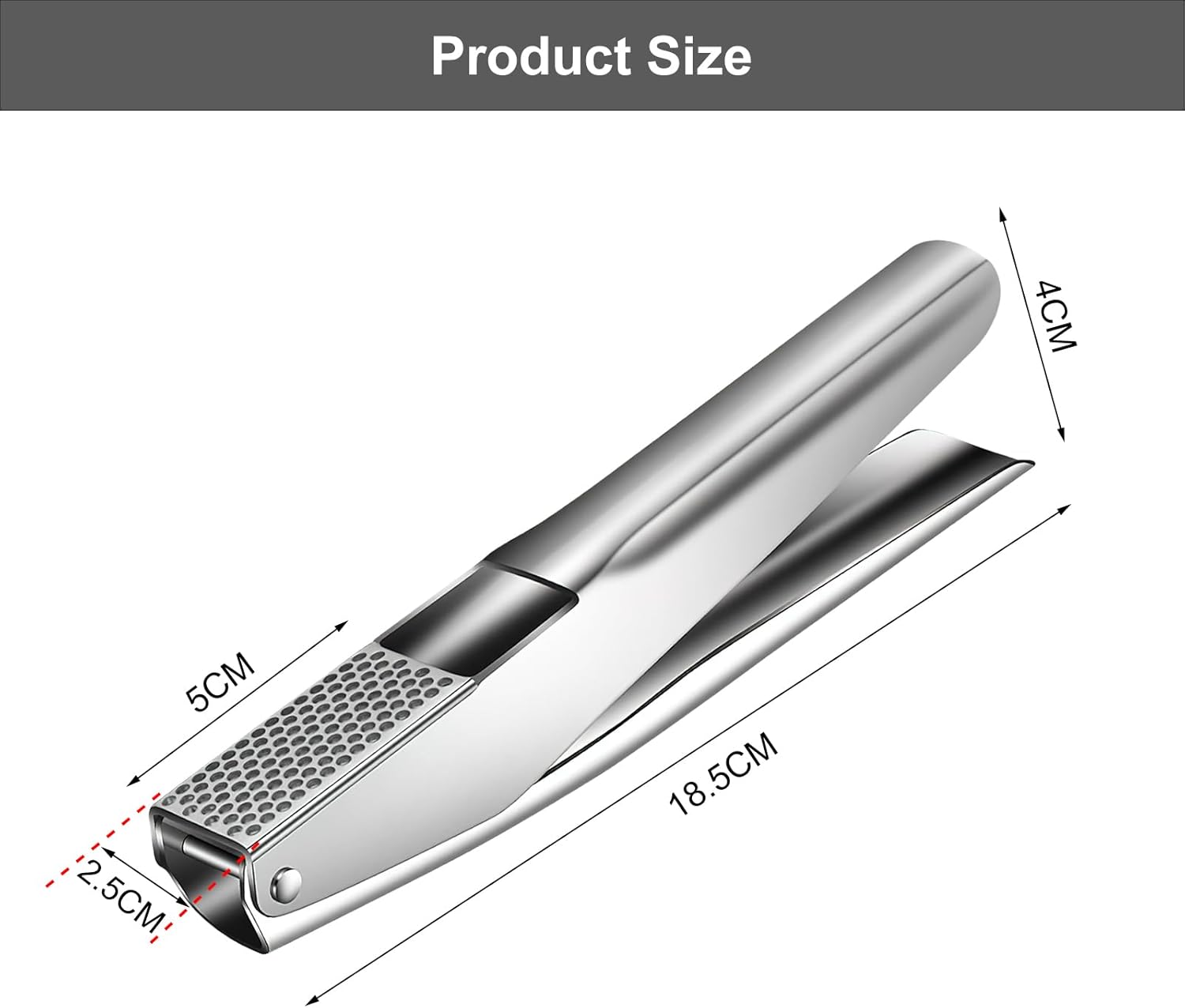 Stainless Steel Garlic Press Kitchen Gadget - Leak-Proof, Easy to Clean, Dishwasher Safe image number 6