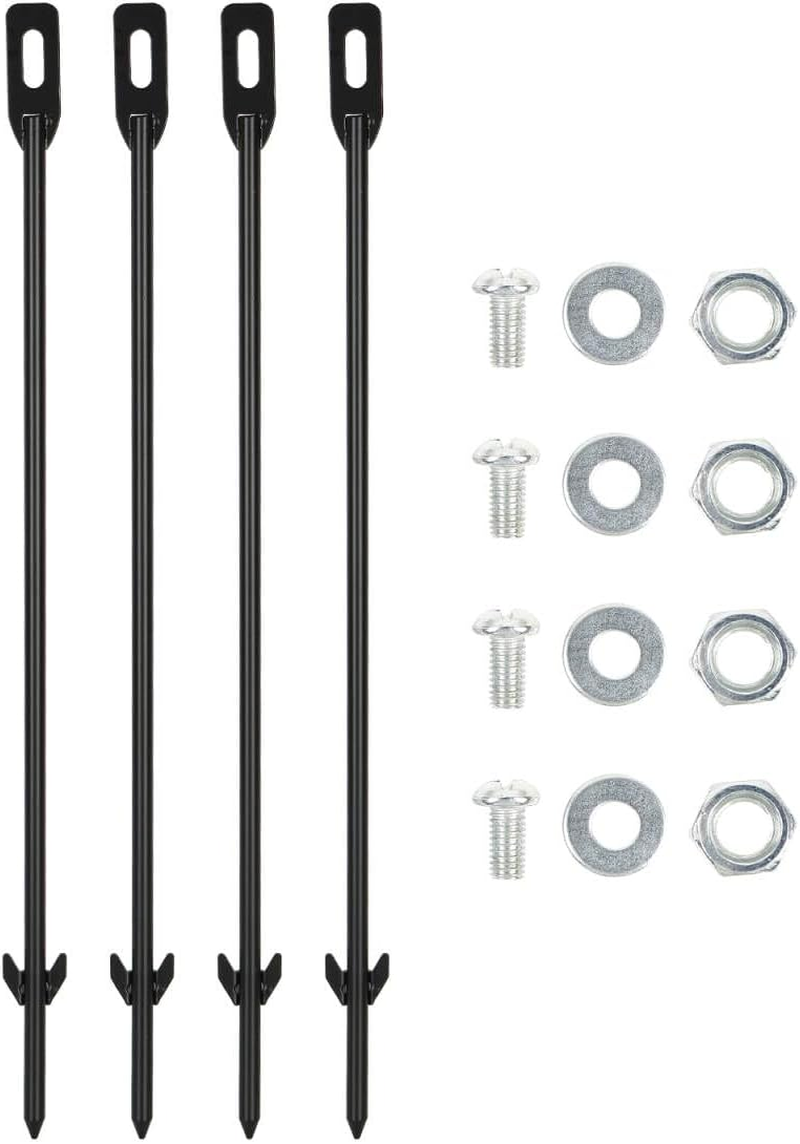 Pack of 4 Metal Yard Sign Stakes, Length 16.5 Inches Thickness 0.3 Inches for Ground Yard Lawn, Rust, Wind & Dust Resistant Sturdy Metal Stake, Not Easy to Shake, Color Available (Black)