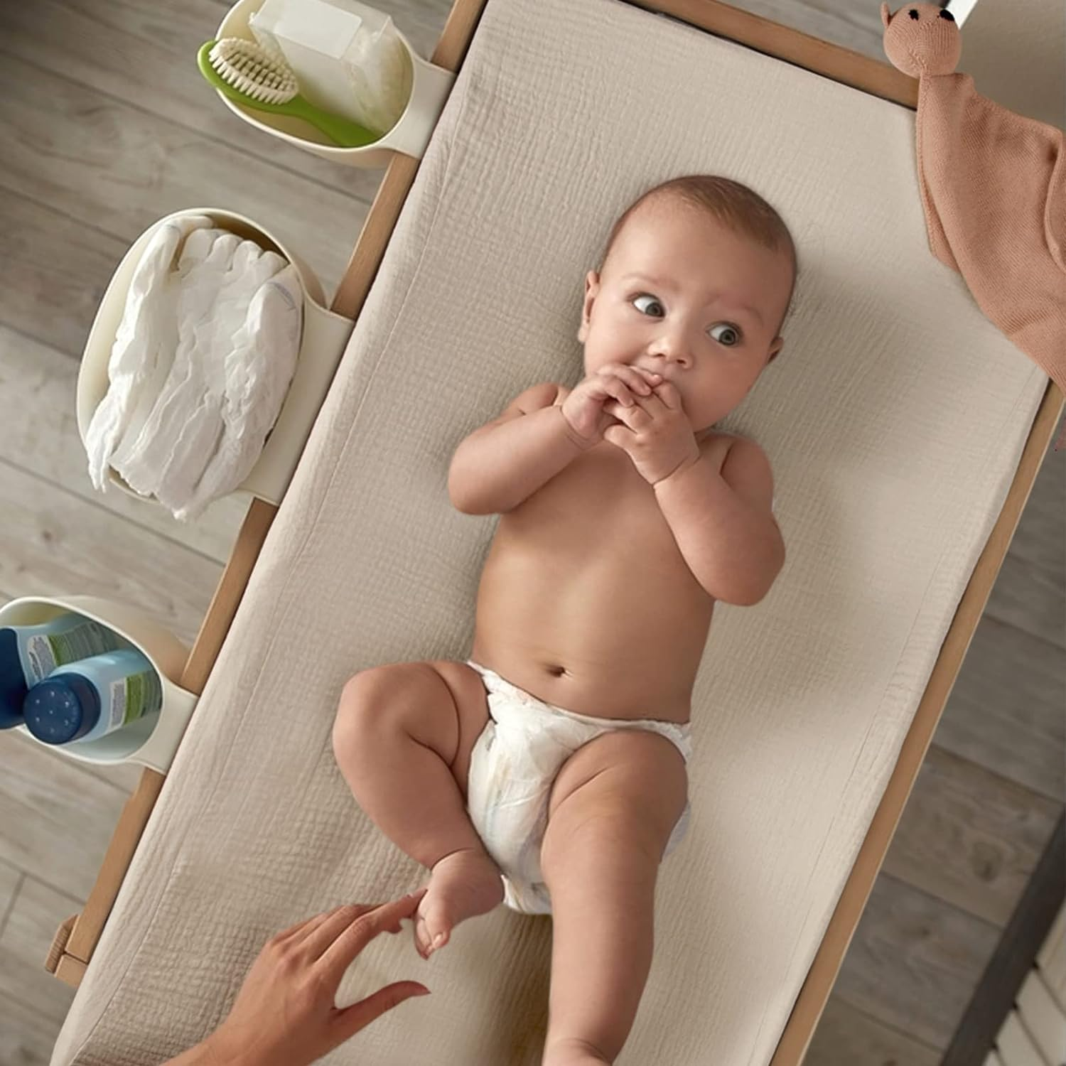 Lulumoon Baby Changing Pad Cover: Muslin Diaper Changing Table Pad Cover - Changing Pad Sheets for Girls Boys (Cream & Sand)