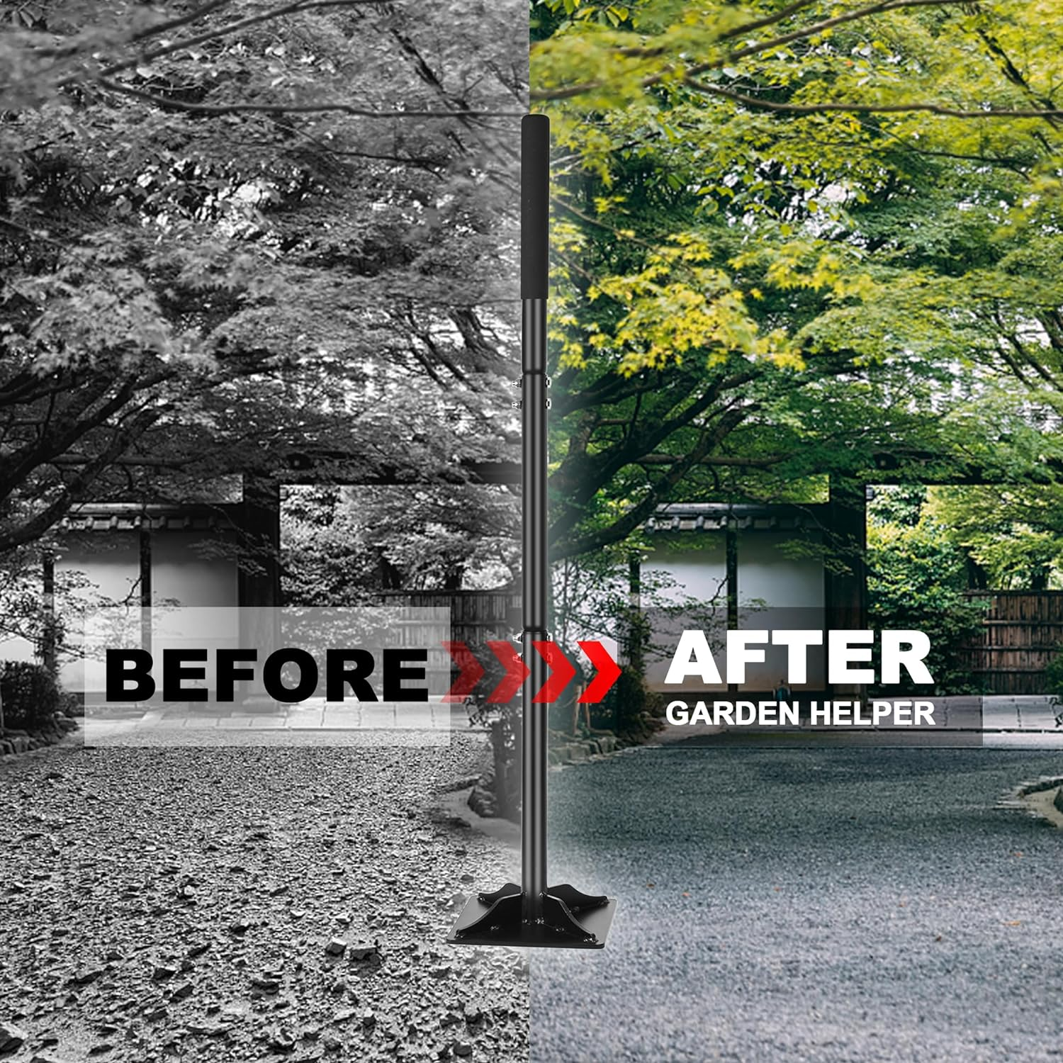 Tamper with 44 Inch Handle, Sturdy Heavy Duty Carbon Steel Soil Tamper Tool, Height Adjustable Leveling Tamper, Tamper for Installing Pavers and Repairing Asphalt Roads image number 1