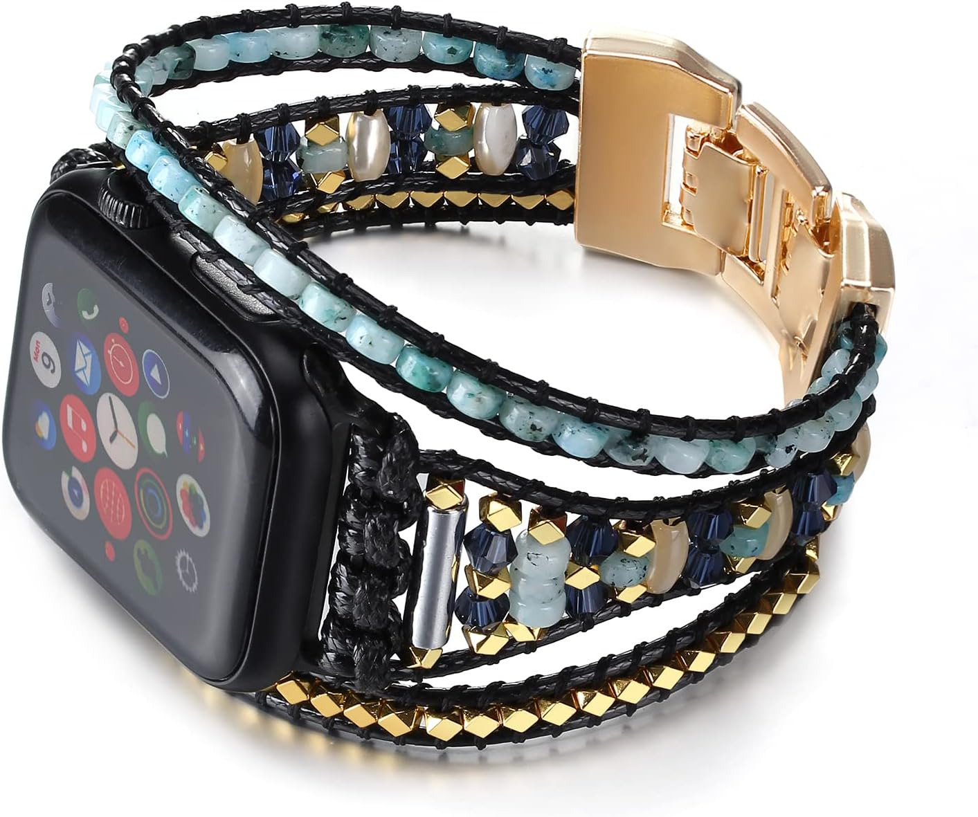 CHARMINGO Boho Band Compatible with Apple Watch Band Beaded Bracelet for Women Men 38Mm/40Mm/41Mm 42Mm/44Mm/45Mm/49Mm - Wrap Apple Watch Strap for Iwatch Band Series 9 8 7 6 5 4 3 2 1 SE Ultra 2