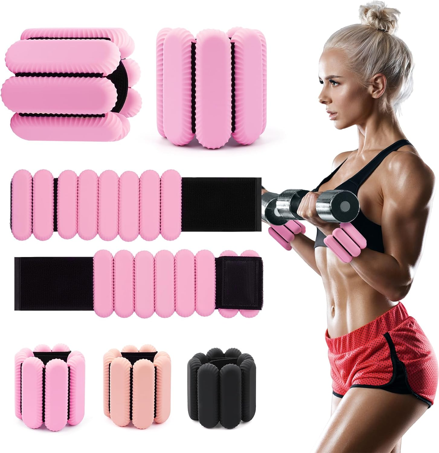 Wrist & Ankle Weights for Women, Wearable Strong Arm & Leg Weights Set of 2(1Lbs Each), Adjustable Ankle Weights for Walking, Yoga, Dance, Barre,Gym,Exercise,Pilates,Walking Running