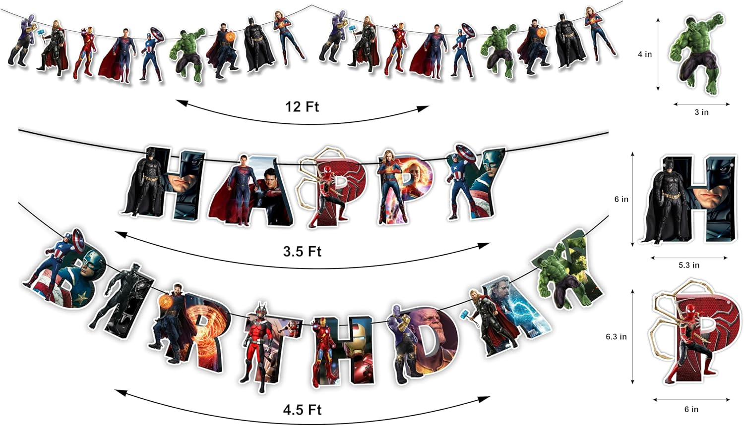 Superhero Theme Birthday Party Decoration Kit &ndash; Includes Happy Birthday Banner, Comic-Style Garland, Masks, Balloons, Table Props & Wall D&eacute;cor &ndash; Perfect&rsquo; Celebrations image number 2