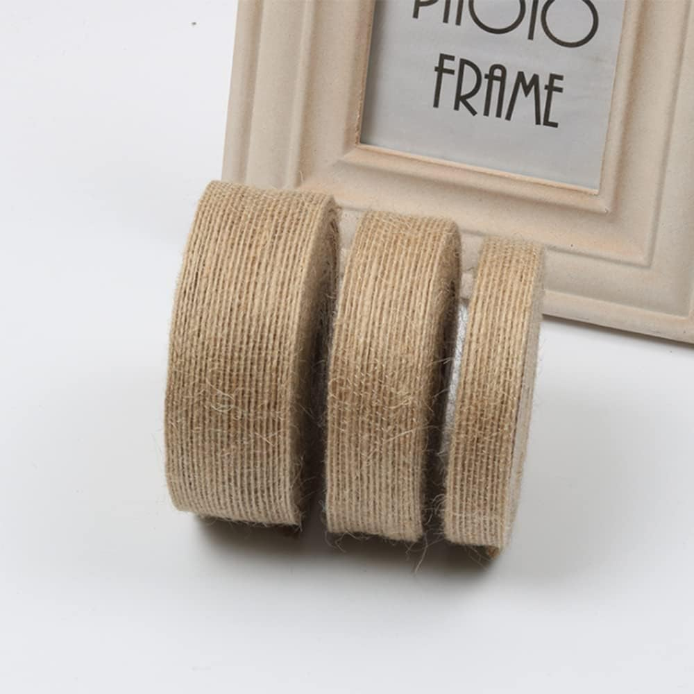 Tophomer 3 Rolls Jute Craft Ribbon Burlap Ribbons for Gift Wrapping,0.6Cm / 1Cm / 1.5Cm / 2Cm / 2.5Cm / 3Cm Natural Rustic Hessian Ribbon for Arts Crafts Homemade DIY Projects, Event Decorations