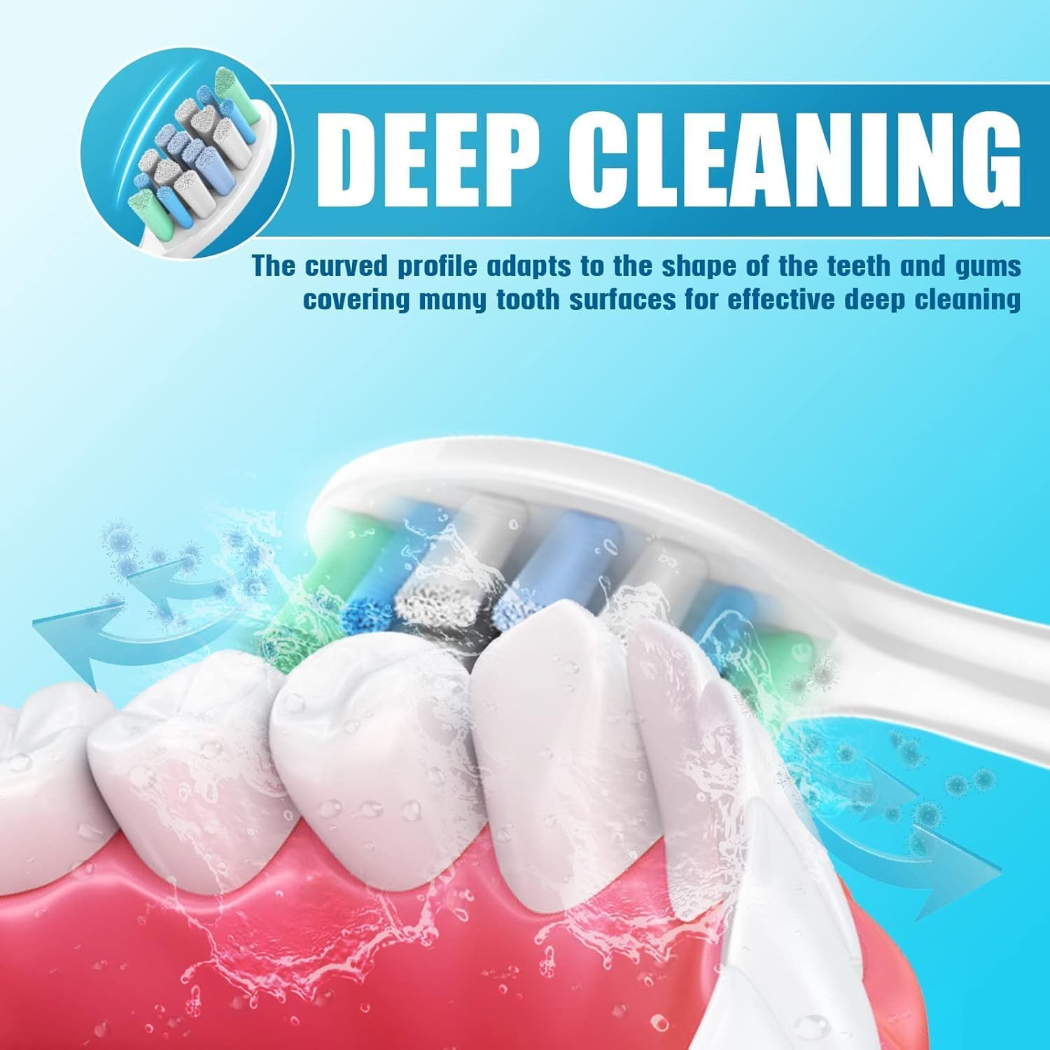 Replacement Toothbrush Heads Compatible with Philips Sonicare 2100 4100 4300 5100 9000, Optimal White, W2 C2 A3 Brush Head with Covers, Standard Toothbrush Heads image number 6