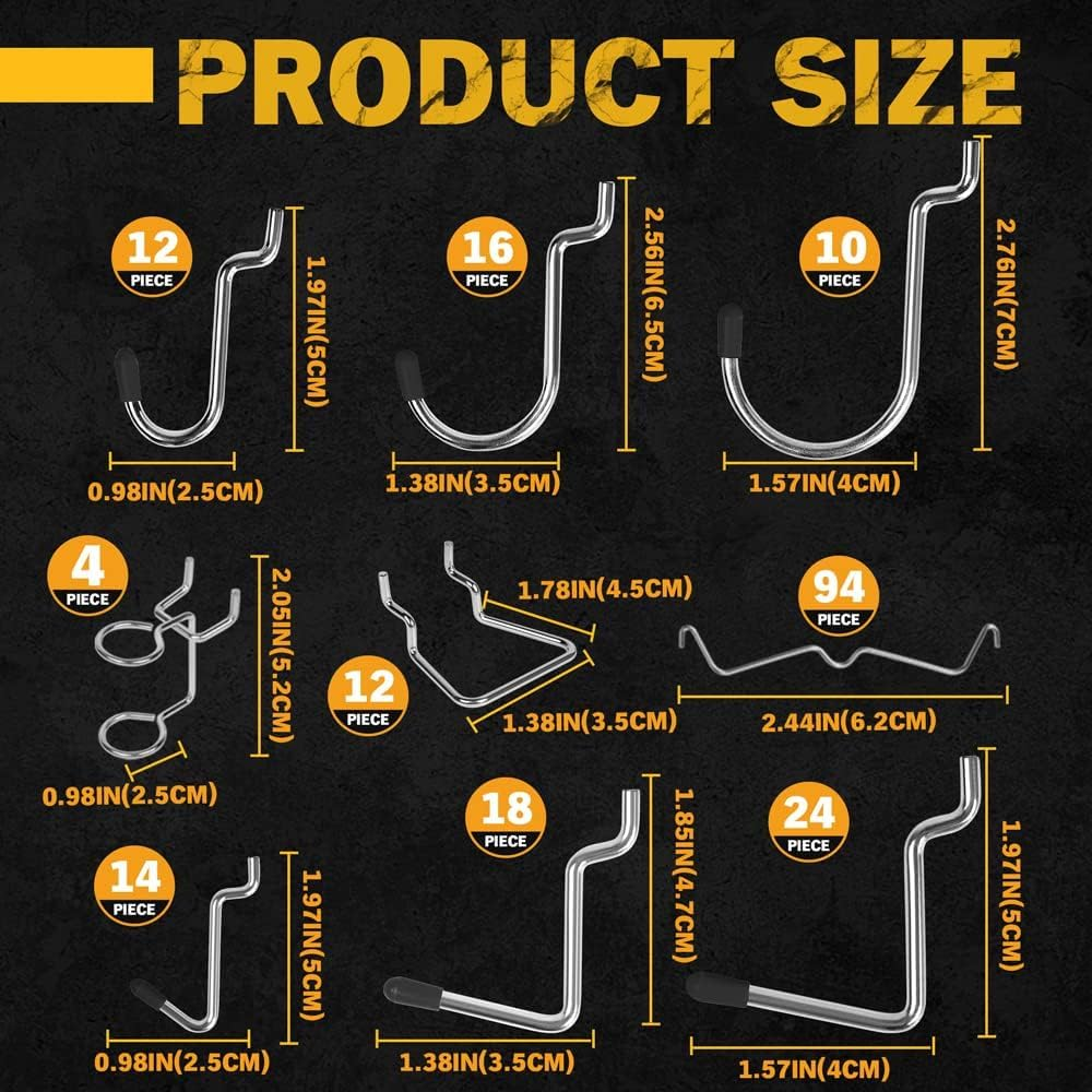 ELEAD 260 Piece Pegboard Hooks 1/8 and 1/4 Inch Peg Board Organizer Accessories with Pegboard Bins for Organizing Various Tools in the Garage Kitchen Bathroom Craft Room image number 5