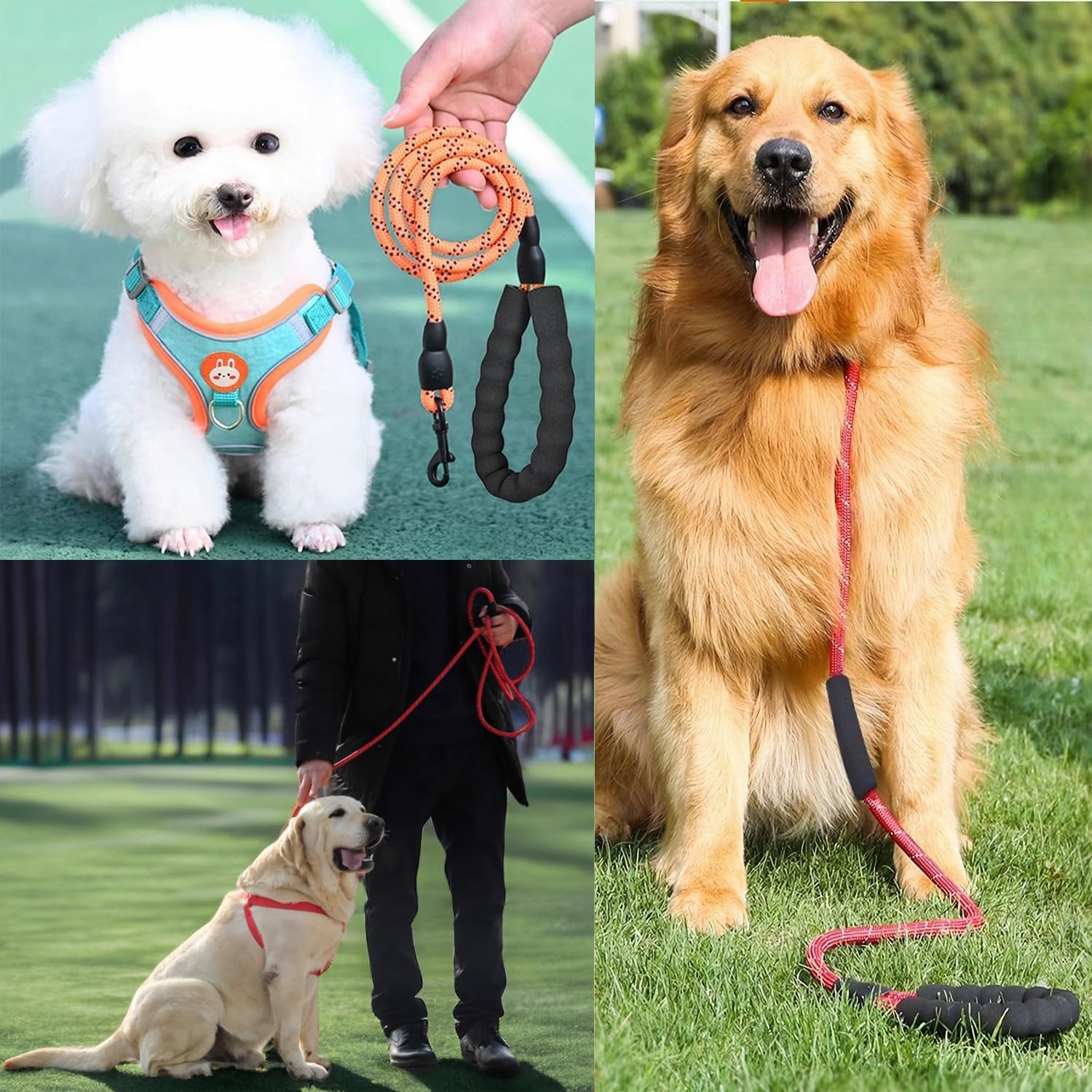 YOBOKO Luminous Explosion-Proof Dog Leash Reflective Strip Pet Dog Lead Leash Dog Chain Super Long 3M Leash for Strong Dogs Outdoor (Purple, 1.2CM X 3M/9.8FT) image number 3