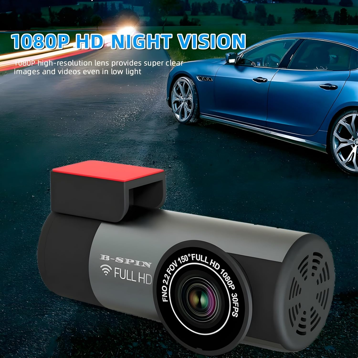 Dash Cam 1080 P Ultra HD Car DVR Front Camera with Built-In Wifi & GPS (150 Degree Wide) with 64 GB High Speed SD Card Free (Maximum Support 128 GB) 24 Hour Monitoring/Night Vision/G-Sensor image number 4