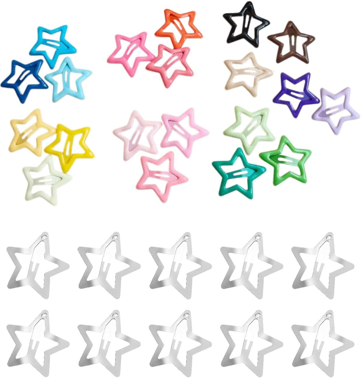 MYGLOAR 30 Pieces Hair Clips Hairdressing Supplies Barber Hair Clips Metal Star Hair Clips Star Hair Clips Multicolor Hair Clips Cute Headwear for Kids Girls