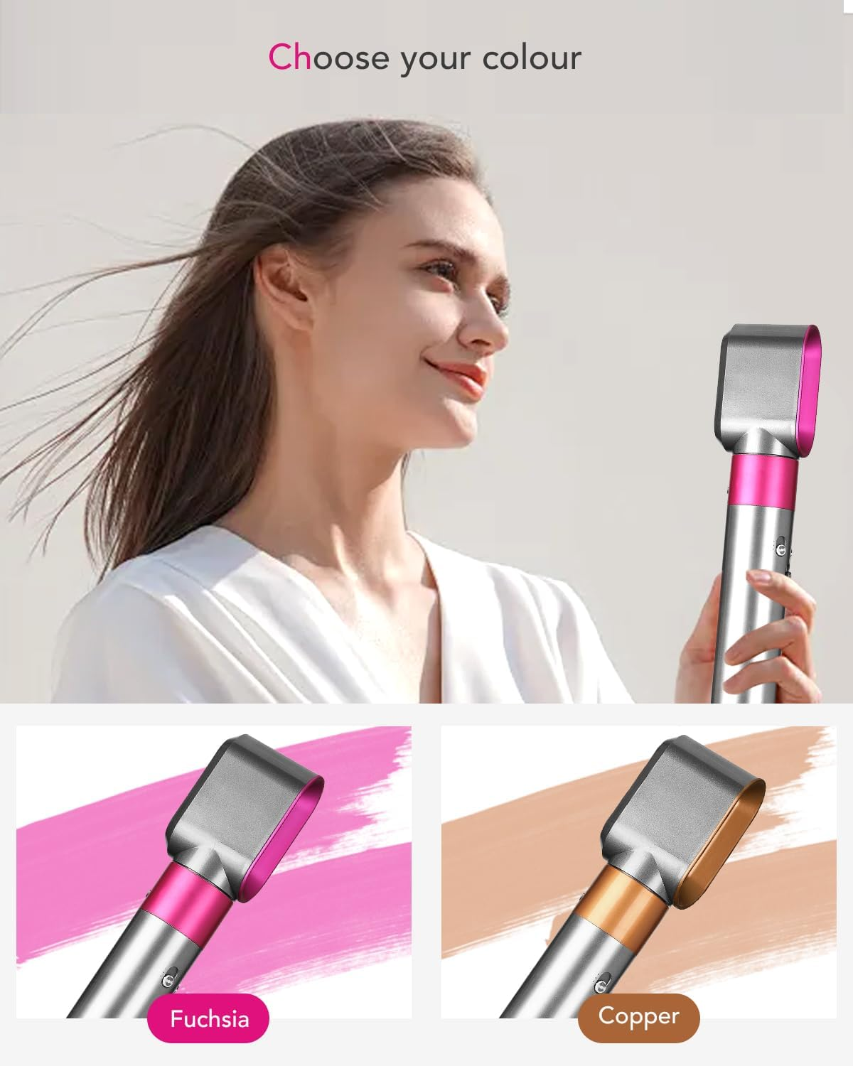 Pre-Styling Dryer Nozzle for Dyson Airwrap HS01/HS05 &ndash; Fast Drying Attachment, Nickel/Fuchsia (Part 969759-01) image number 3