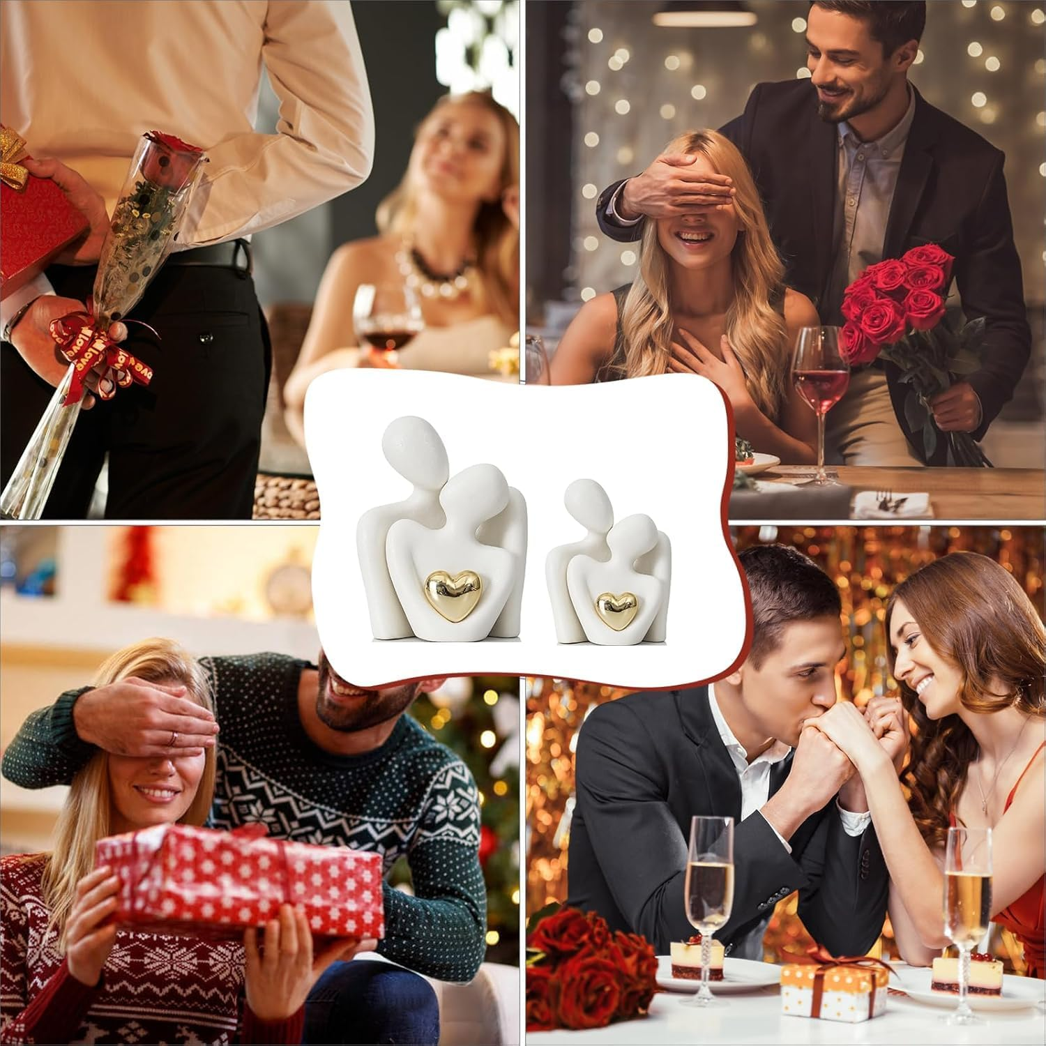 Mini Couple Sculpture,Tv Stand Decor Hugging Couple Statue Love Statue for Home Decorations,Abstract Sculpture Knick Knacks Romantic Gifts for Valentine Anniversary Birthday (3.15In/White) image number 5