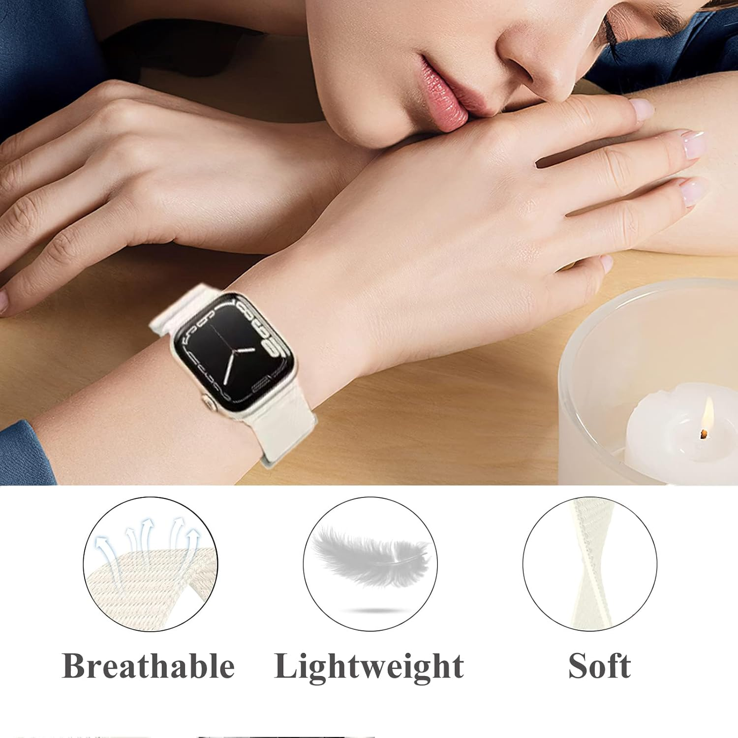 3 Pack Sport Nylon Loop Band Compatible with Apple Watch Band 38Mm 40Mm 41Mm 42Mm 44Mm 45Mm 49Mm 46Mm Women Men, Adjustable Breathable Replacement Strap for Iwatch Series 11/10/9/8/7/6/5/4/3/Se/Ultra image number 5