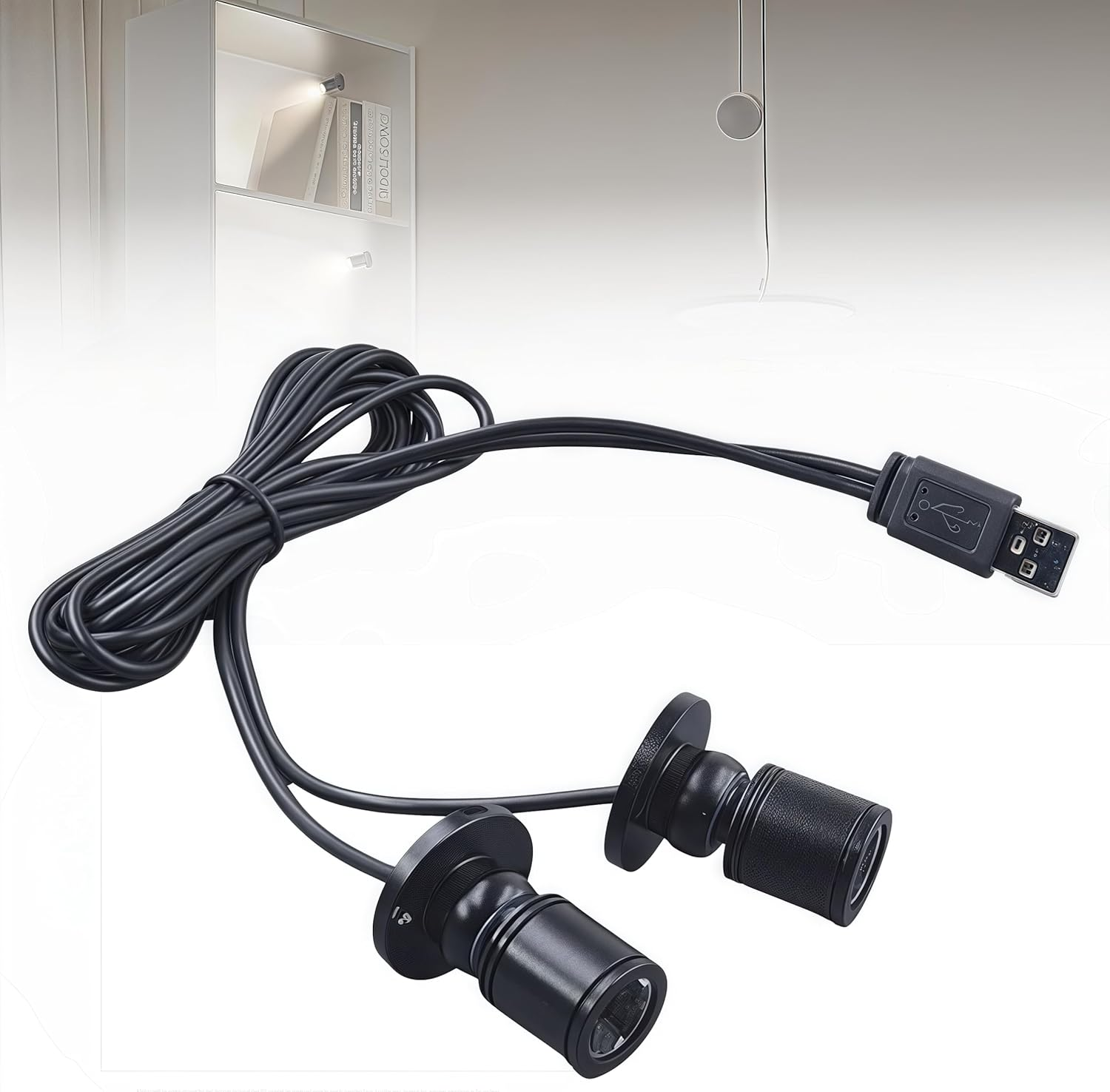 Guangyu Double Heads USB Small LED Spotlight Cabinet Light 3 W 360&deg; Swivelling Mini LED Spot for Cupboard Warm White Light Hallway Galleries Shops Jewellery Cabinet image number 4