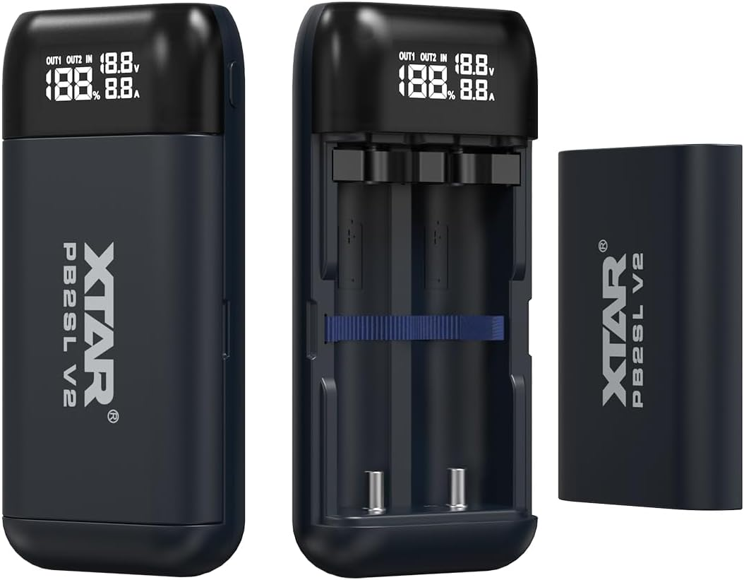 18650 Battery Charger with Output Function, XTAR PC2 USB C High-Speed Charger for 3.7V/3.6V Li-Ion Rechargeable Battery 18650/18700/20700/21700 Lithium Batteries (Black) image number 4