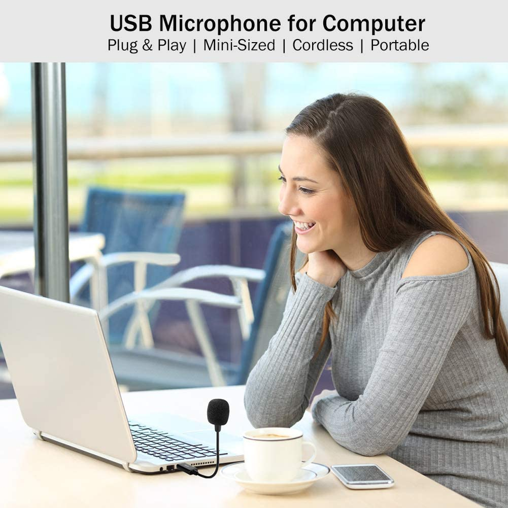 Mini USB Microphone for Laptop and Desktop Computer, with Gooseneck & Universal USB Sound Card, Compatible with PC and Mac, Plug & Play, Ideal Condenser Mic for Remote Work, Online Class, CGS-M1 image number 2