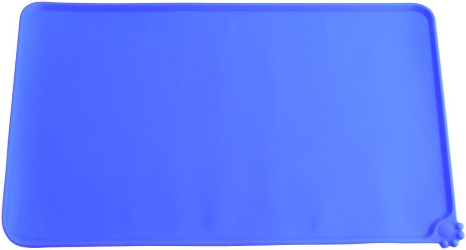 Silicone Waterproof Dog Cat Pet Feeding Mats, Non Slip Pet Dish Bowl Feed Food Water Placemat, Easy Clean Pet Dog Cat Bowl Mats Placemat(Blue) image number 1