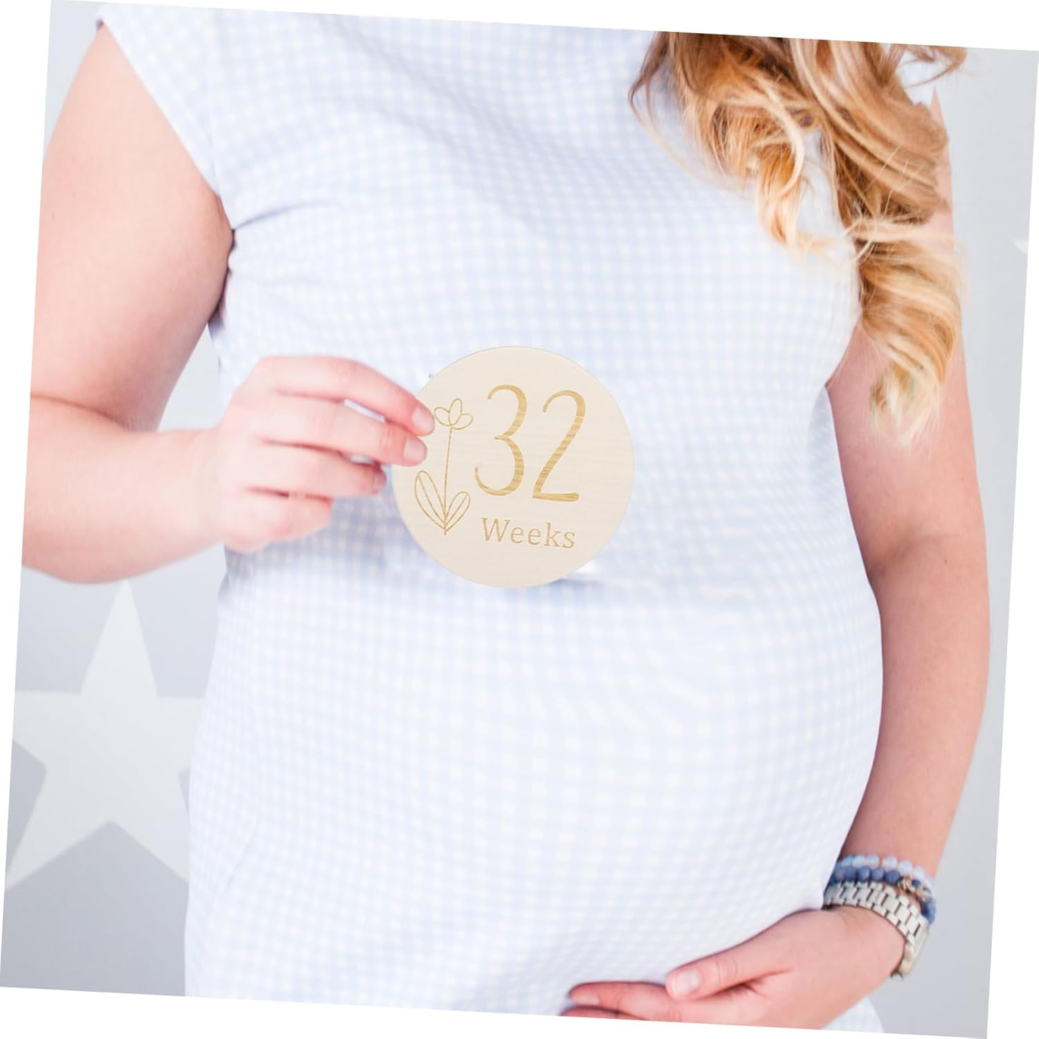 Vaguelly Newborn Weekly Milestone Discs 11Pc Double Sided Pregnancy Journey Sign Cards Dec image number 3