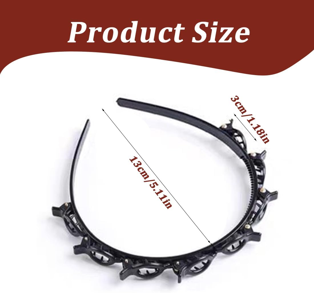 ZORVUJI Pack of 2 Hair Twister Headbands, Double Bangs Hairstyle Hairpin, Headband with Clips, Double Bang Hairstyle Hairpin, Headband with Teeth for Women image number 2