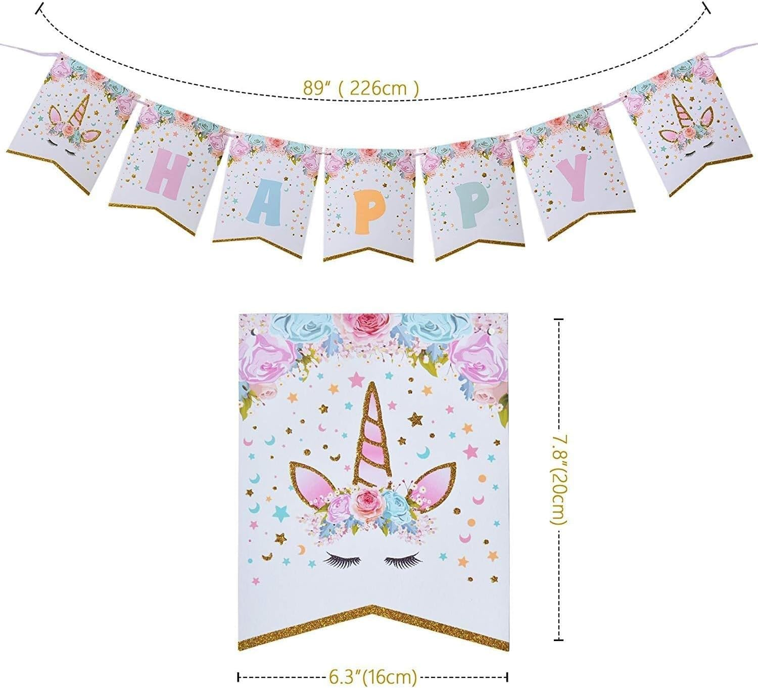 Unicorn Birthday Decorations, Unicorn Party Decorations, Unicorn Party Supplies, Uincorn Party Favors, Unicorn Birthday Banner and Unicorn Hanging Swirl for Girls Birthday Party Decorations image number 1