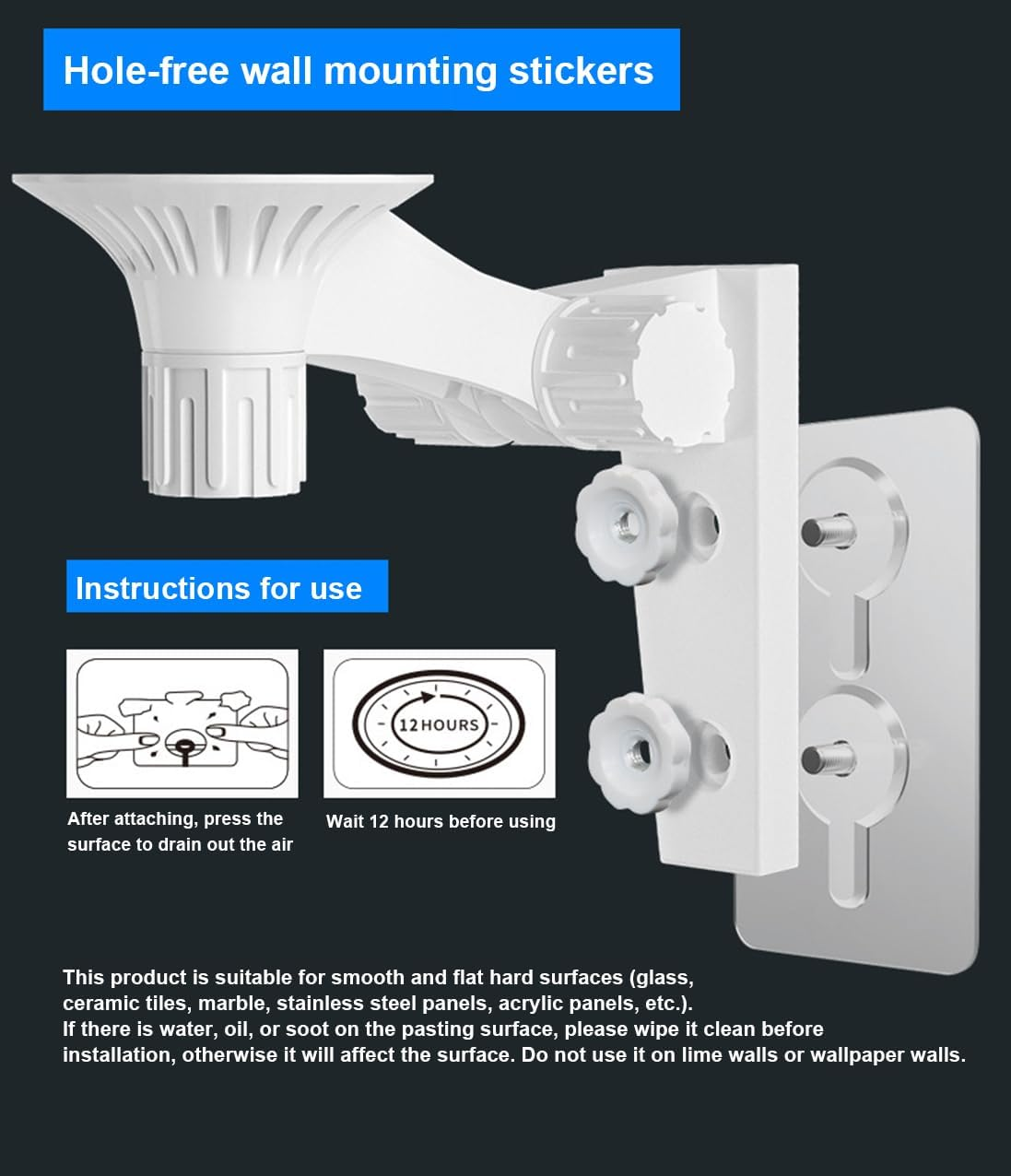 Universal Adhesive Wall Mount Bracket for Tp-Link Tapo C200, C210, C220, Imou Ranger 2C, Ranger RC, Rex 3D & EZVIZ C6N, C6CN, C6, C6W,CP1 Baby Security Camera, Reduces Blind Spots and Clutter (1)