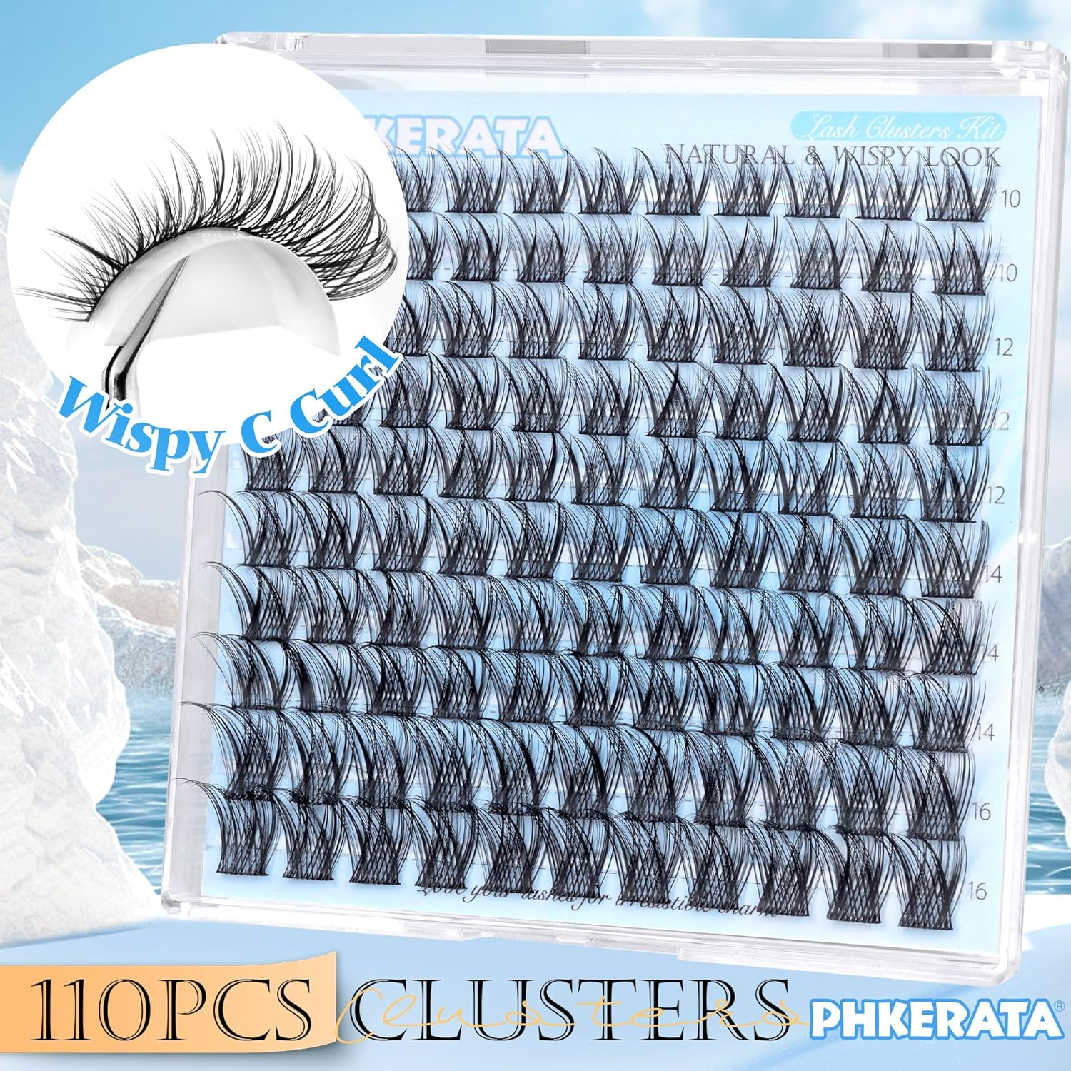 PHKERATA Natural Eyelash Clusters Wispy Clusters 110 Pieces Eyelash Extensions Cluster C Curl Individual Lashes 10-16Mm Mix Length Natural Look Lashes Clusters with Thin Band for Eyelashes Assorted image number 6