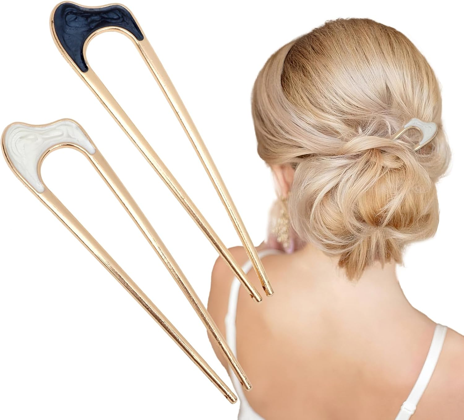 French Twist Hair Pin French Pins Hair Fork U Shaped Hair Pins for Women French Clip Hair Pins for Buns Hair Sticks for Buns Hairpin Gold Hair Pins for Styling Updo Hair Accessories for Women image number 5