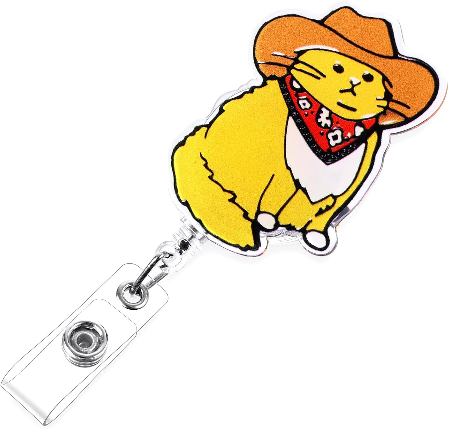 Funny Cowboy Cat Nurse Badge Reel, Cute Work Badge Holder with Retractable Clip, Pediatric Badge Buddy, Nursing Student RN LPN CNA MA Medical Worker Teacher Doctor ID Name Badge Clip Accessories