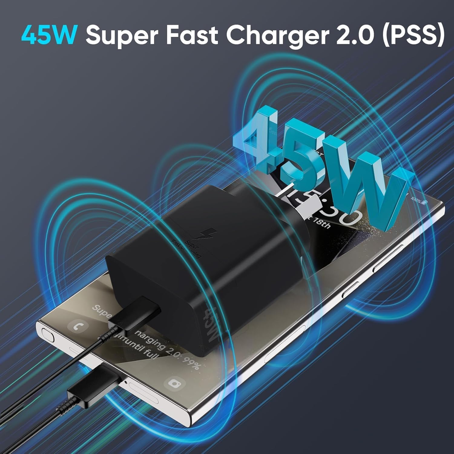 45W USB C Super Fast Charger for Samsung, USB Wall Charger Block with 2M/6.6FT Type C Charging Cable Cord, Type C Adapter for Samsung Galaxy S23 Ultra/S23/S23+/S24/S24+/S24Ultra/S22 Ultra/Galaxy Tab image number 6
