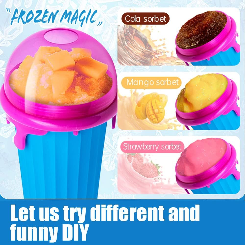 Slushie Cup (Large Capacity), TIK TOK Slushy Maker Cup Frozen Magic Squeeze Fast Homemade Milk Shake Slushy Smoothie Ice Maker, Cool Stuff Tiktok Trend Items - Ice Cream Maker Cup (BLUE)