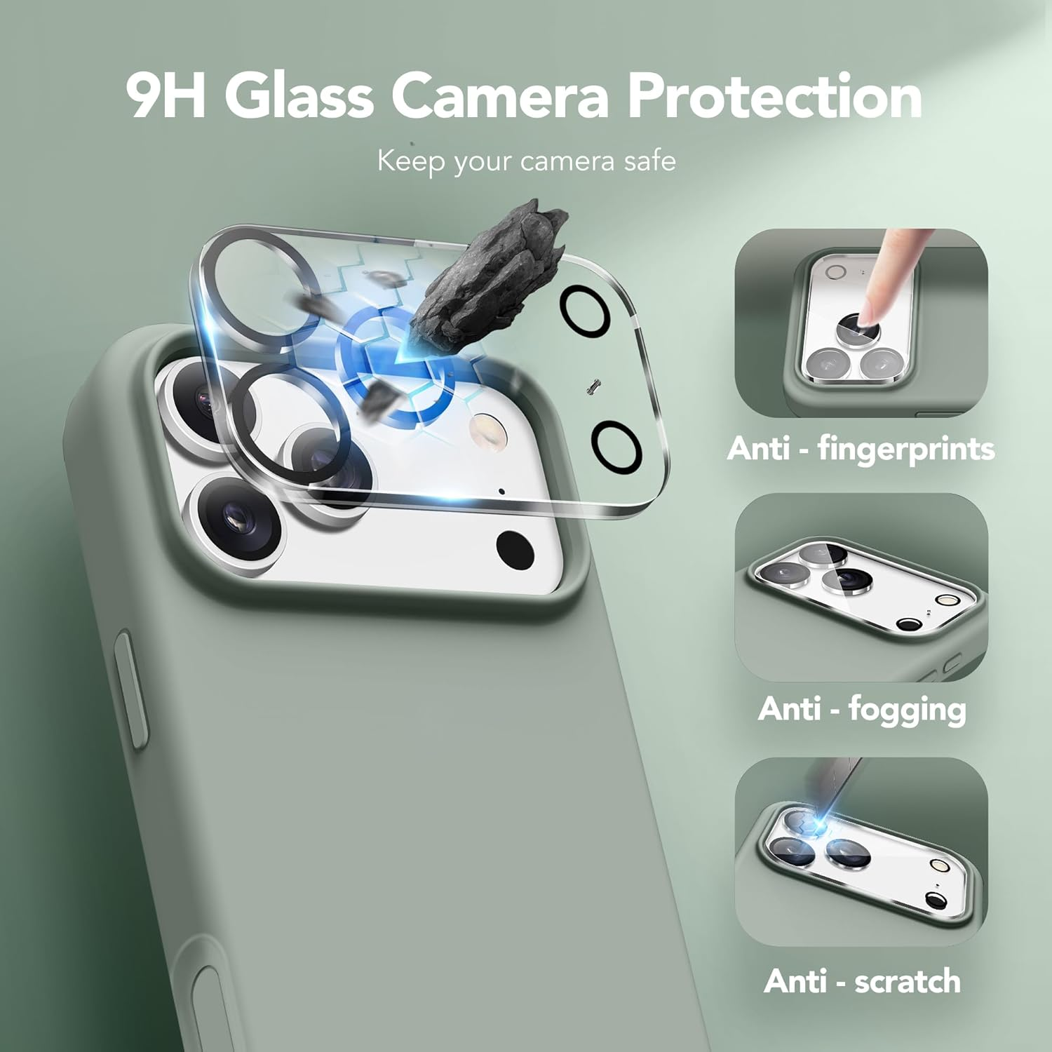 GONEZ Magnetic Iphone 17 Pro Case, Compatible with Magsafe, [Screen Protector + Camera Lens Protector], Anti-Scratch Shockproof Protective Cover for Mobile Phones, 6.3 Inch, Calke Green image number 6