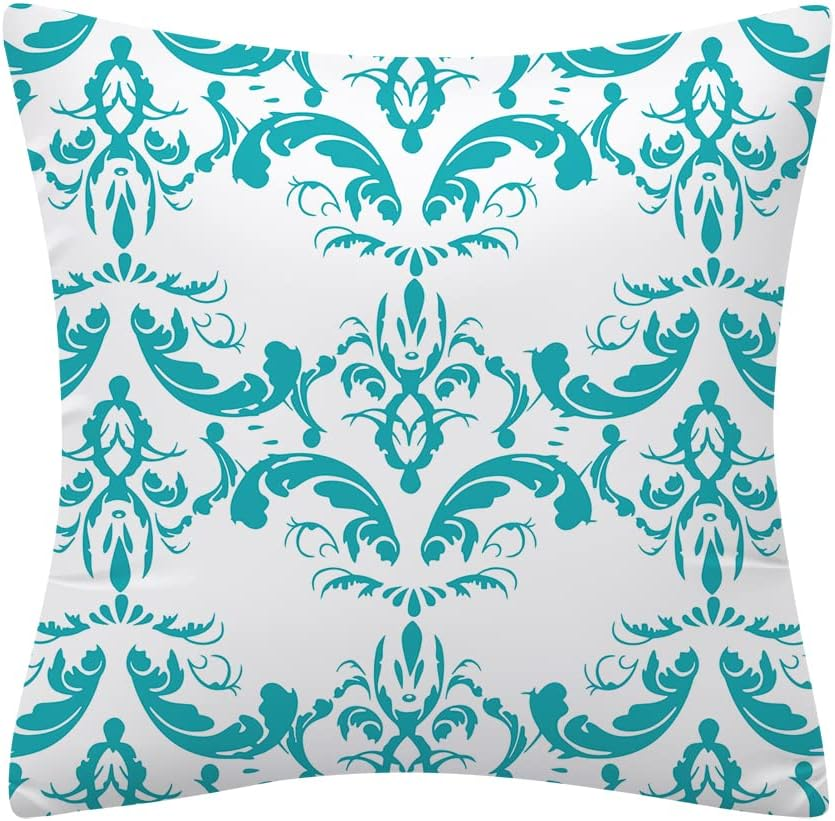 Set of 4 Luxton Aqua Blue Cushion Covers Hamptons Home Decor Square Cushion Covers 45X45Cm for Sofa Couch Living Bed Decoration (Aqua Blue)