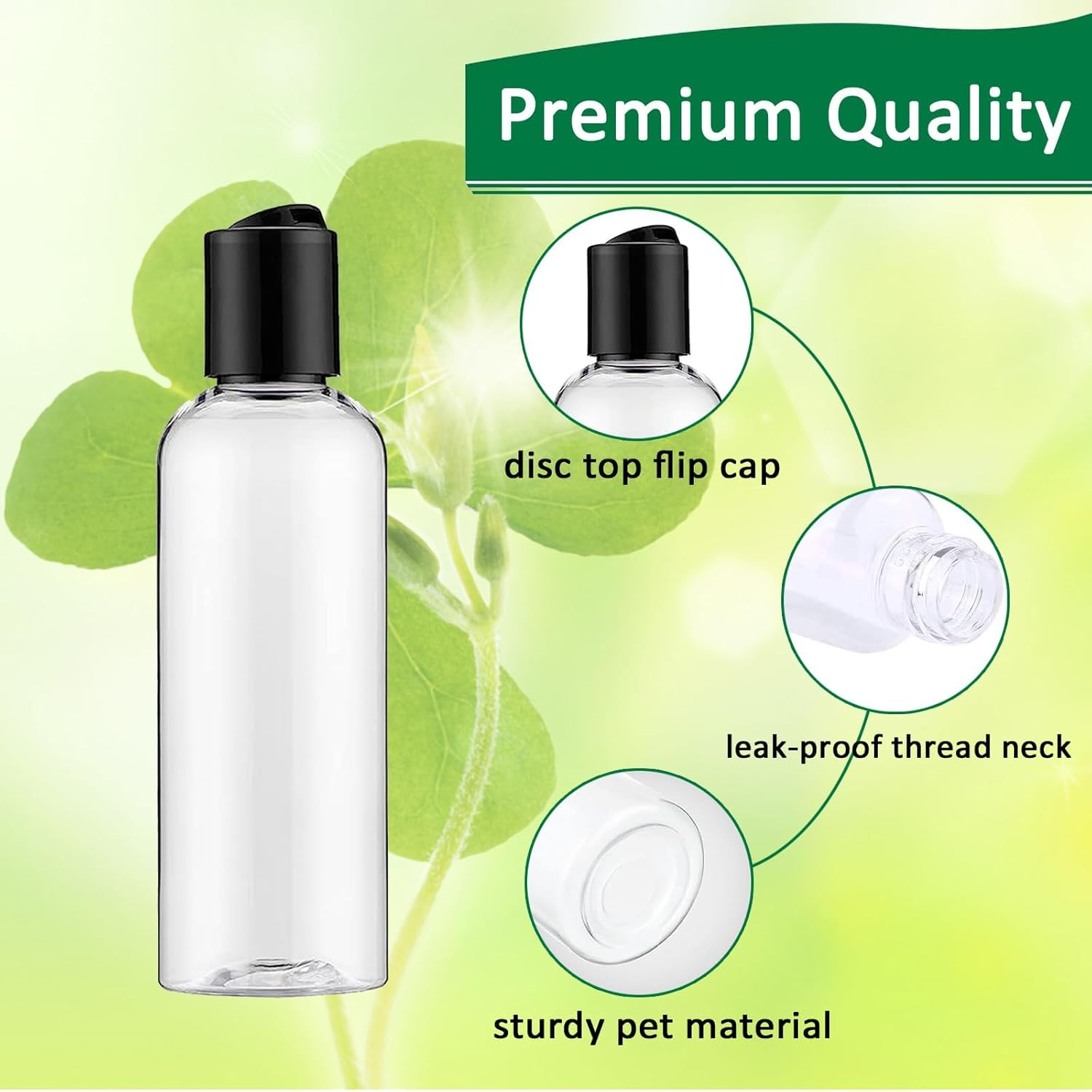 4PCS 150ML Plastic Bottles with Disc Top Flip Cap Empty Squeeze Bottles Clear Refillable Travel Container Dispensing with Funnel & Label for Liquids Lotion Shampoo Toiletries Cosmetic image number 4