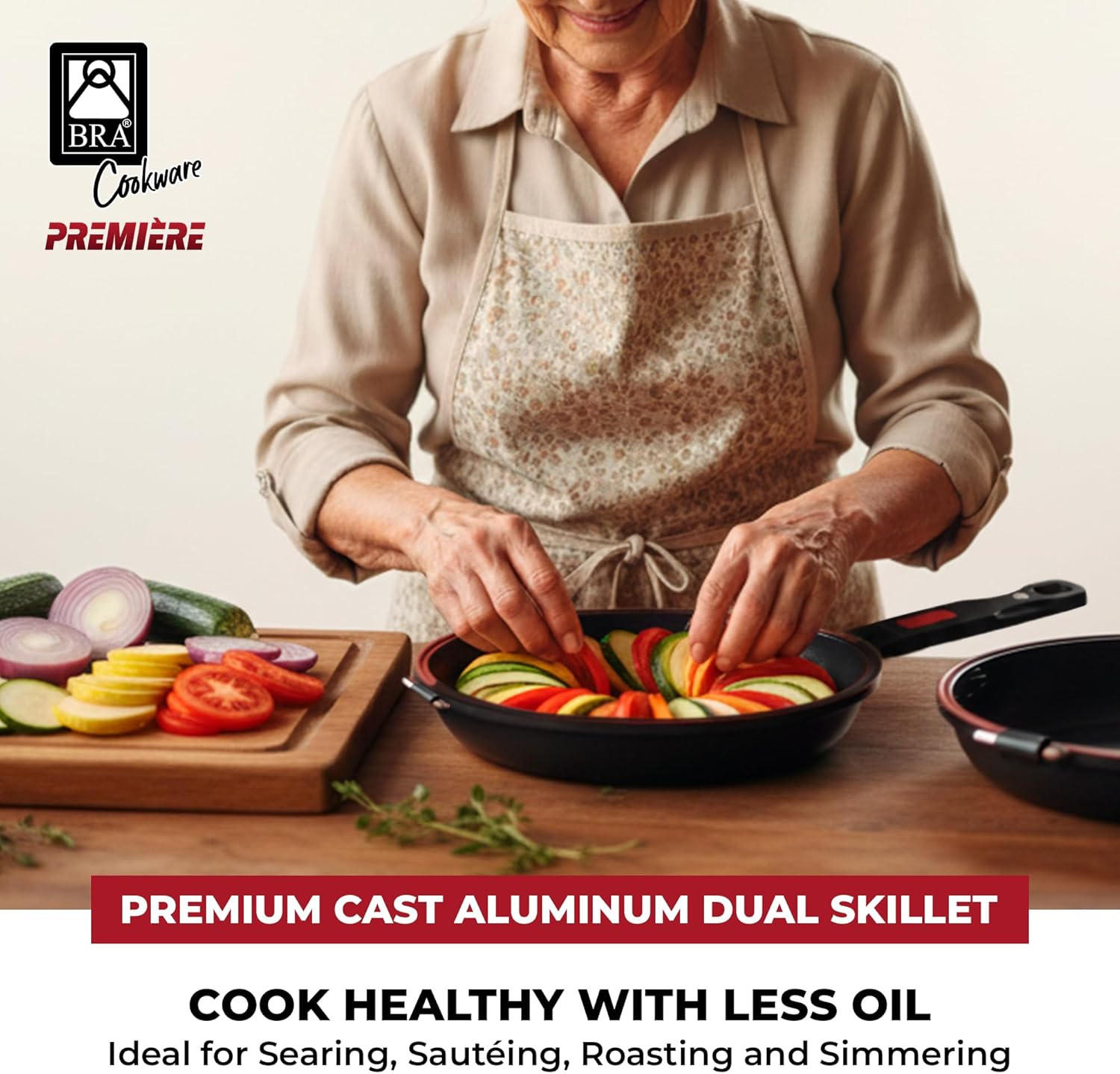 BRA Dupla Premiere - Double Pan for Potato Omelettes, Diameter 24 Cm, Cast Aluminium, Triple Layer Non-Stick Coating, 100% Pfoa-Free, Suitable for All Hob Types image number 3