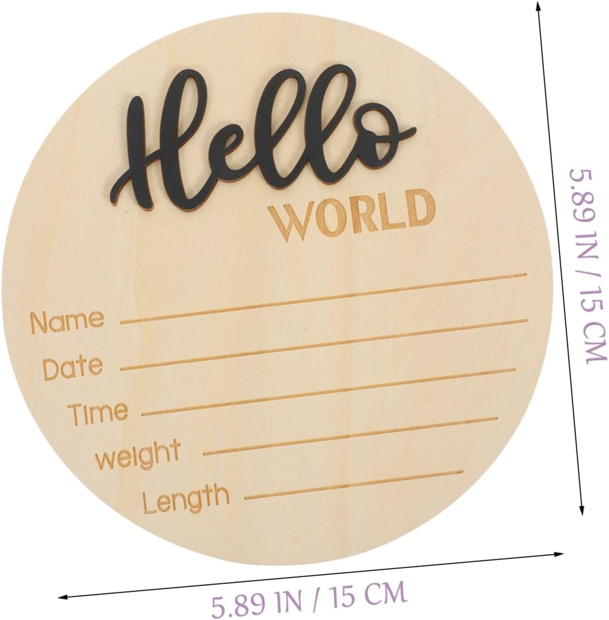 BESPORTBLE Wooden Baby Birth Announcement Sign round Newborn Name Sign Infant Photography Prop for Hospital Newborn Announcement image number 5