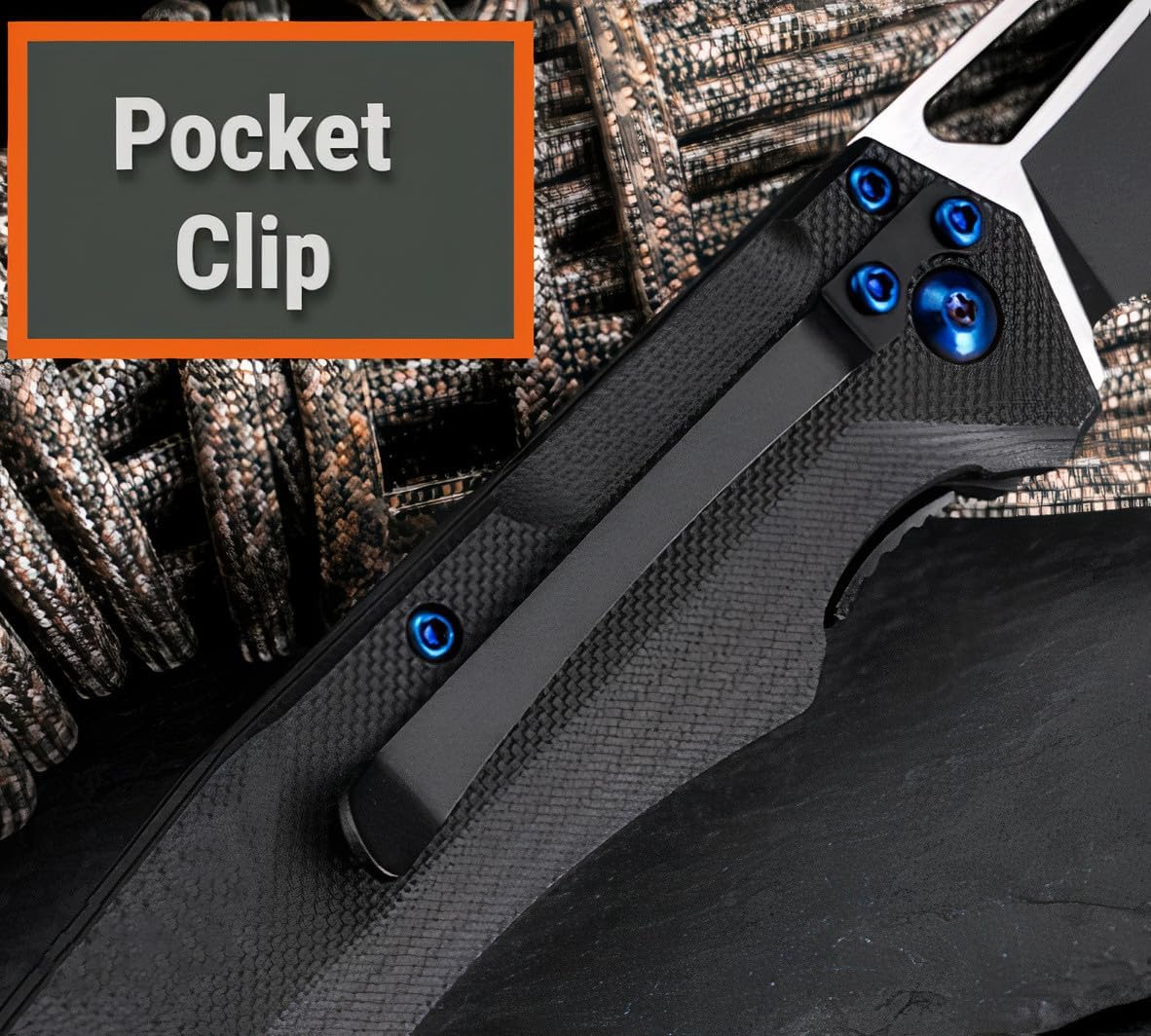 Wilora EDC Folding Knife - D2 Steel Blade with Nylon Sheath and Pocket Clip, Ideal for Camping, Hunting, and Everyday Use