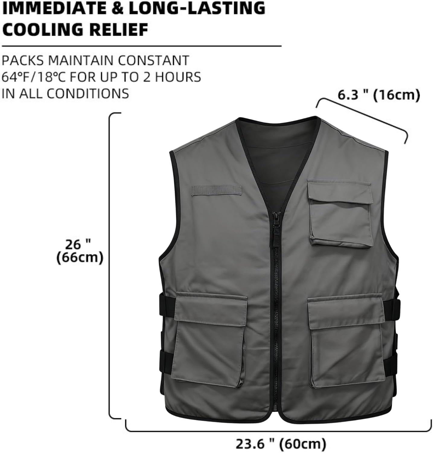 Cooling Vest with Ice Packs for Men & Women, Adjustable Ice Vest for Full-Body, Cold Vest for Motorcycle Riding, Outdoor Work, Sports & Summer Heat Relief image number 6