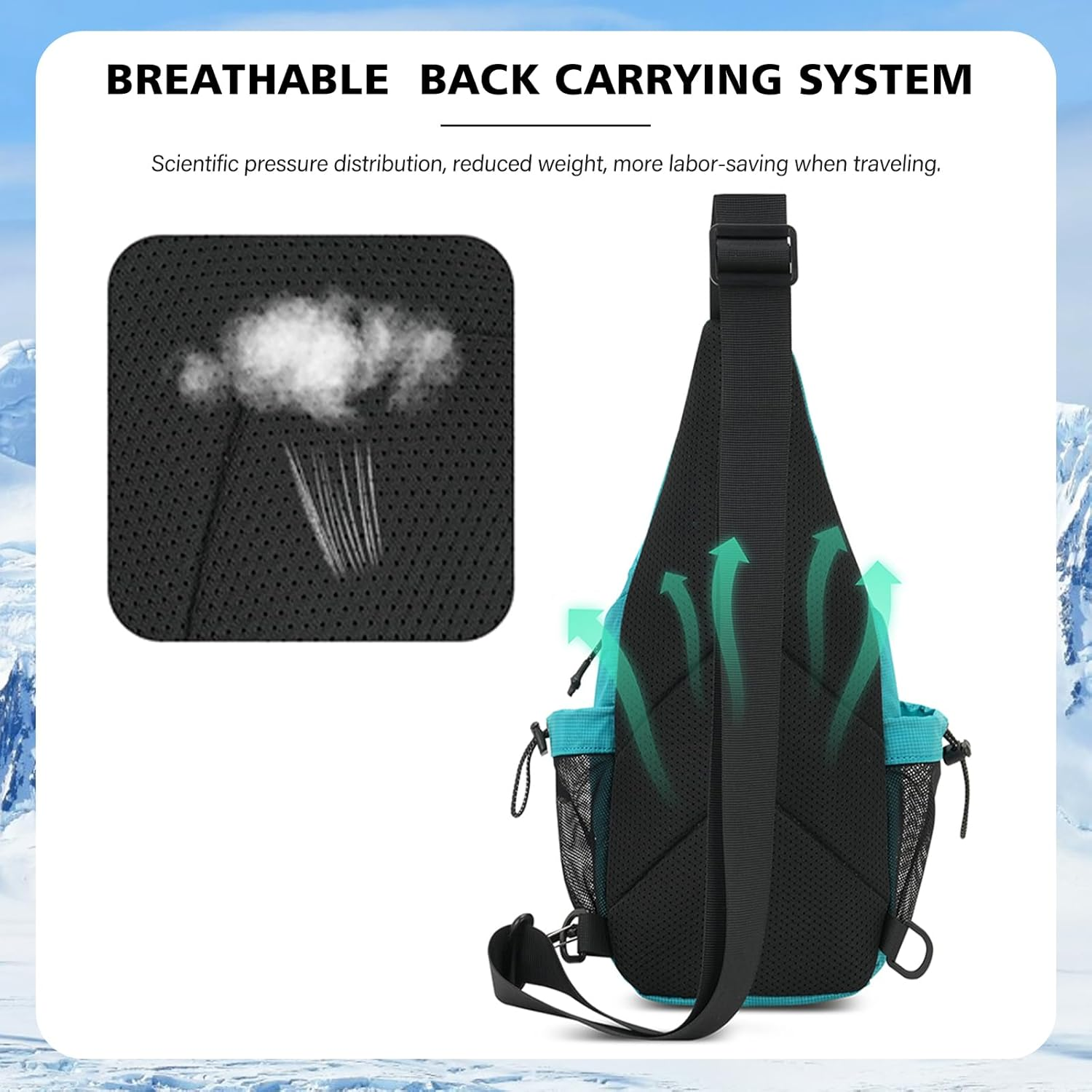 Peicees Small Sling Bag with 2 Bottle Holders, Sling Backpack Crossbody Bag Chest Daypack for Daily Use, Bottle Not Included image number 2