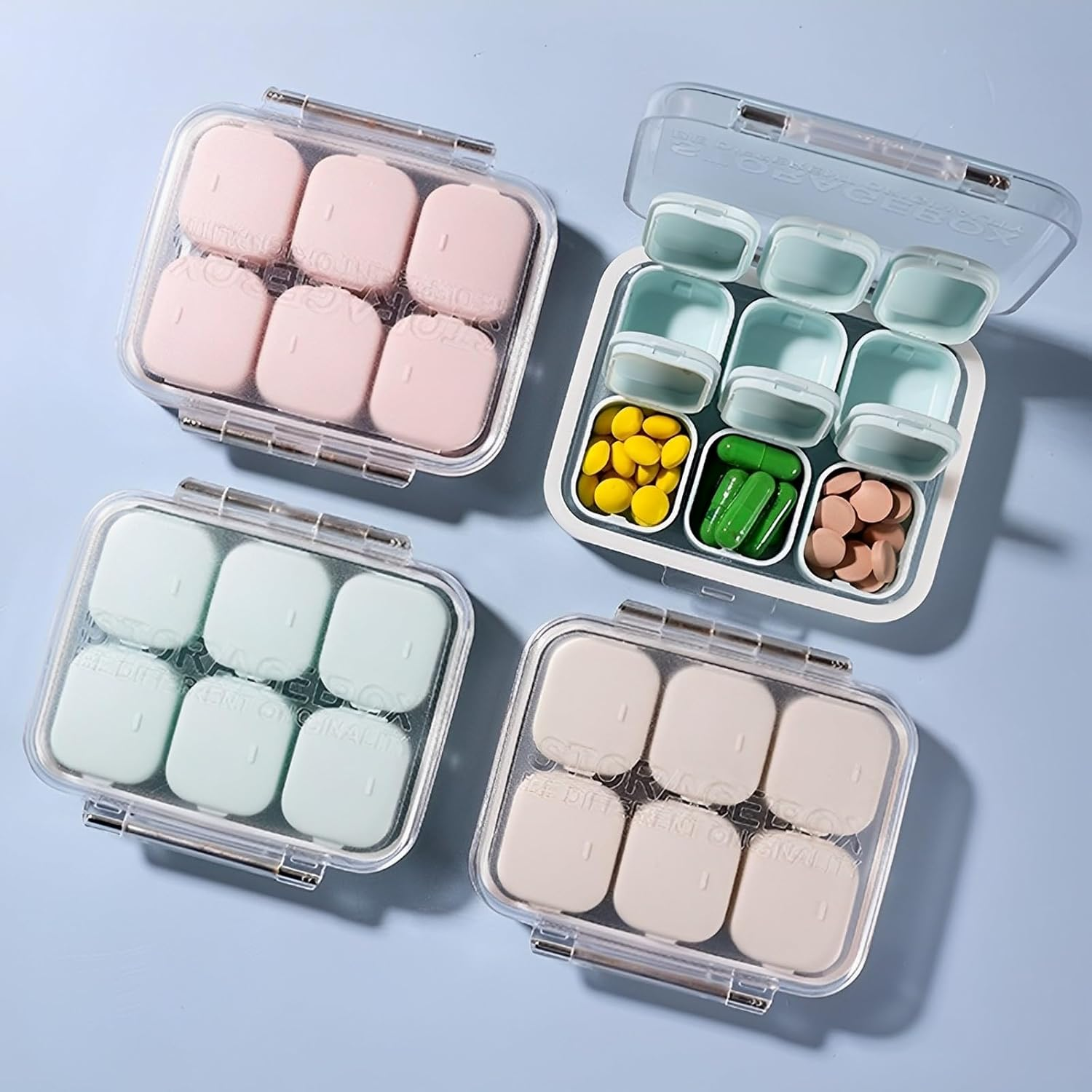 Pill Organizer 4/6 Grid Free Assembly Travel Medicine Organizer 10 Day Pill Organizer Portable Pill Box Waterproof Pill Case Daily Medication Carry Case for Vitamins, Fish Oils, Supplements image number 1