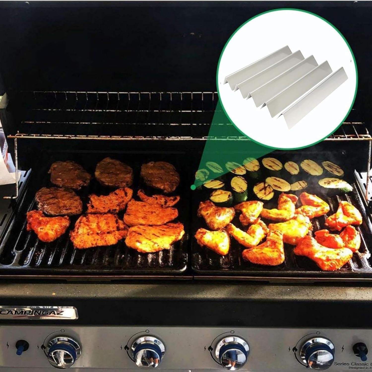 Flavorizer Bars for Weber Spirit - 5-Pieces Grill with Front Control Knob | Flavorizer Bars Replacement | Grill Burner Covers Accessories Dishwasher Safe Aroma Rails for Outdoor Cooking Barbecue image number 5