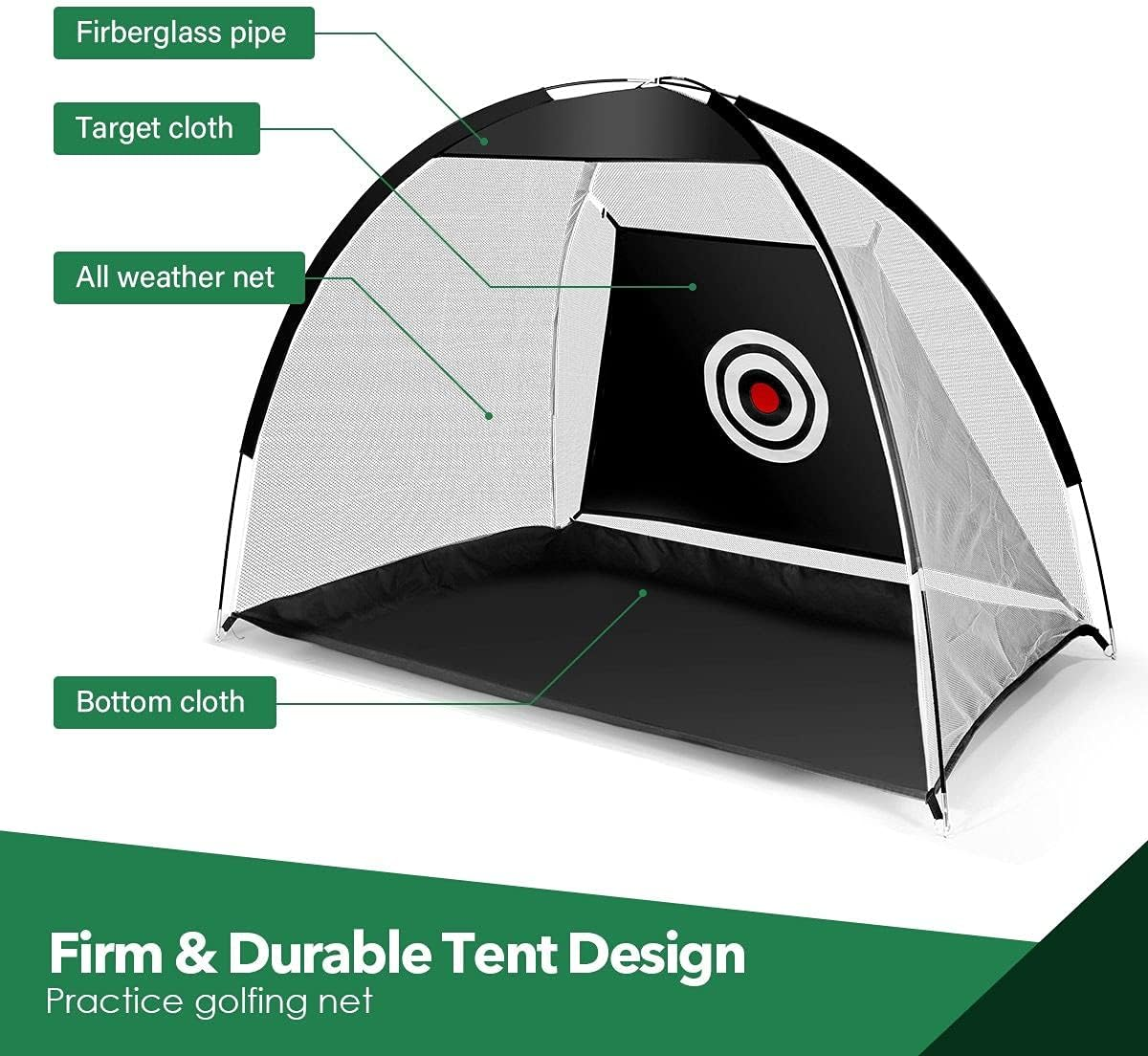 3M Golf Practice Net Hitting Chipping Training Aid Cage for Home Backyard Indoor Outdoor,Black image number 3