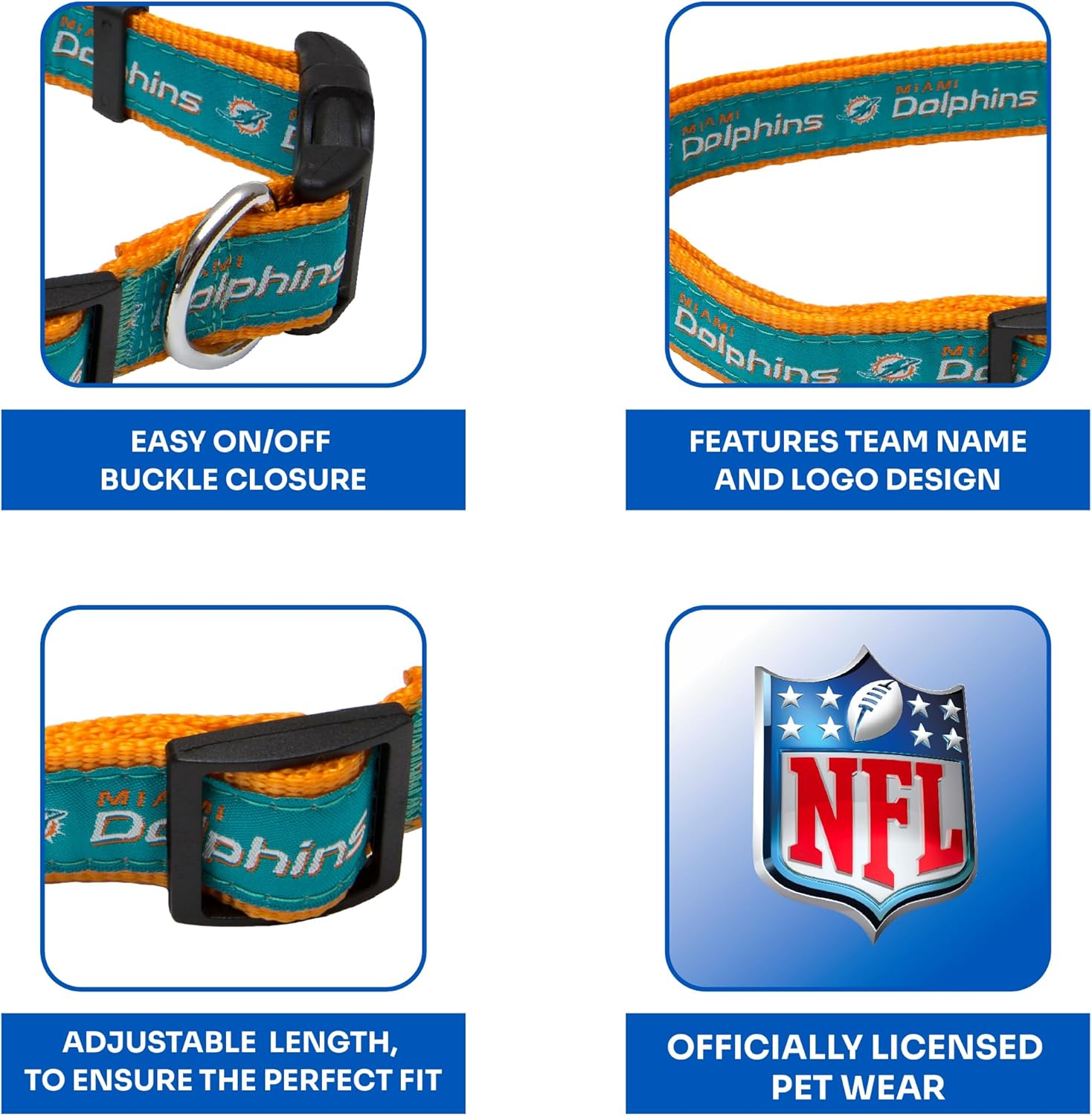 Pets First NFL Miami Dolphins Dog Collar, X-Large image number 2
